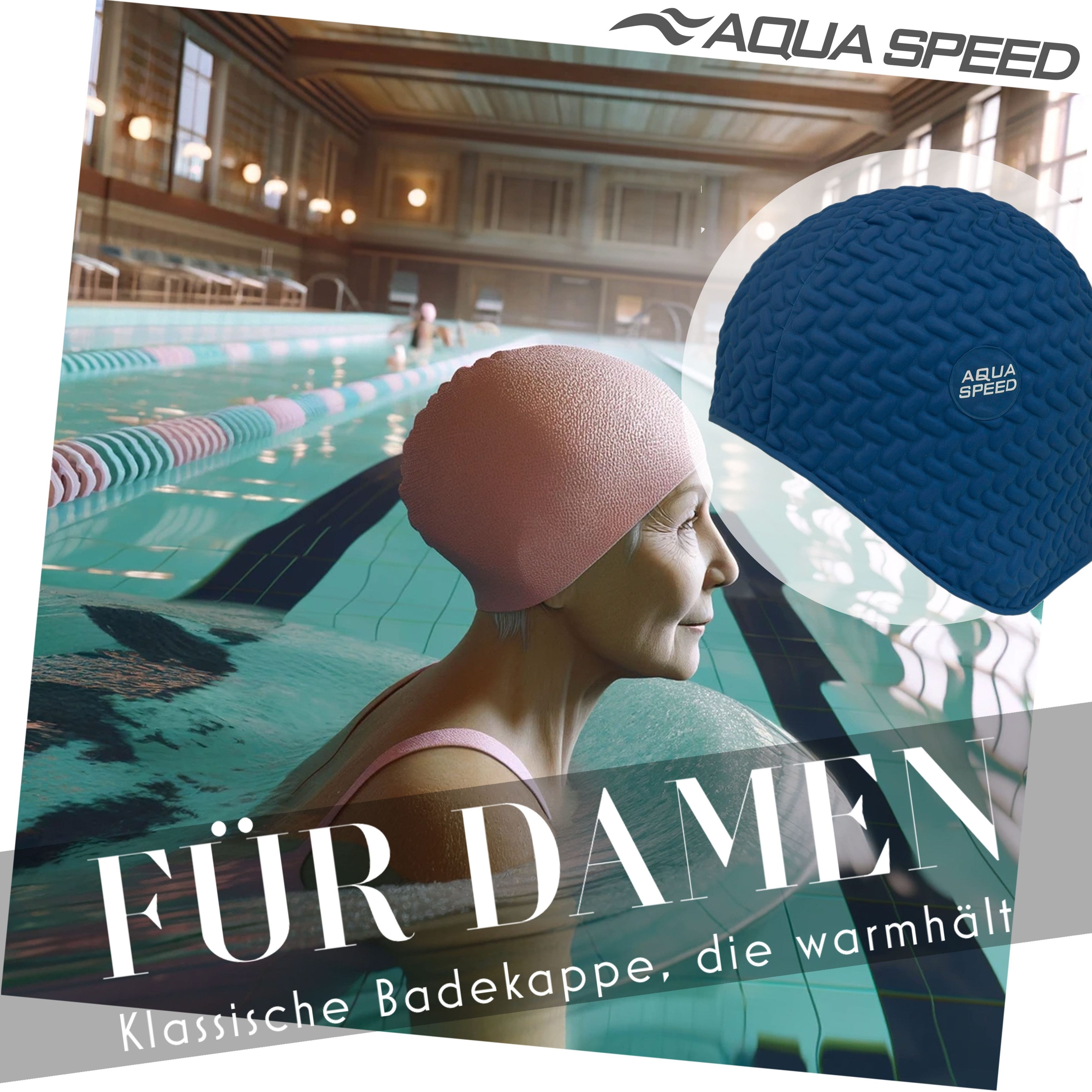 Aqua Speed Badekappe Bombasic / Bombastic TIC TAC (Schwimmkappe für Aqua Fitness), Elastische Aqua Fitness Schwimmhaube