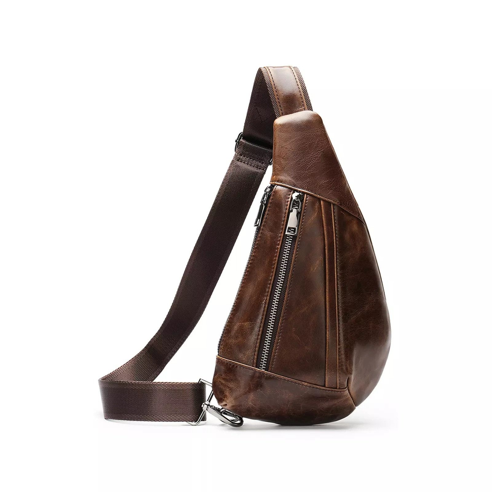 YUBRO-STUDIO Messenger Bag Herren Leder Brusttasche günstig online kaufen
