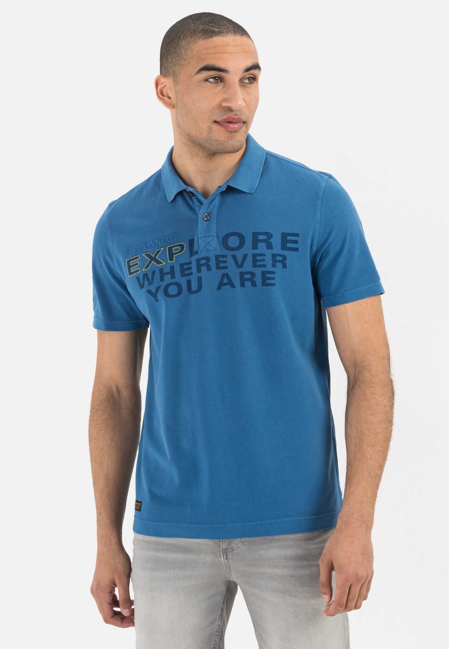 camel active Poloshirt aus Baumwolle Shirts_Poloshirt Blau | Poloshirts