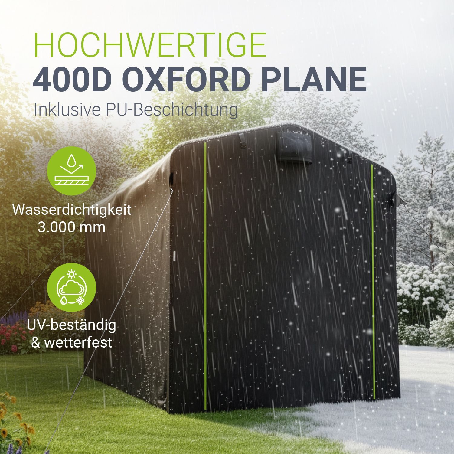 Juskys Gerätezelt, Wetterfest, inkl. Befestigungsmaterial, Stecksystem, mit Fenster