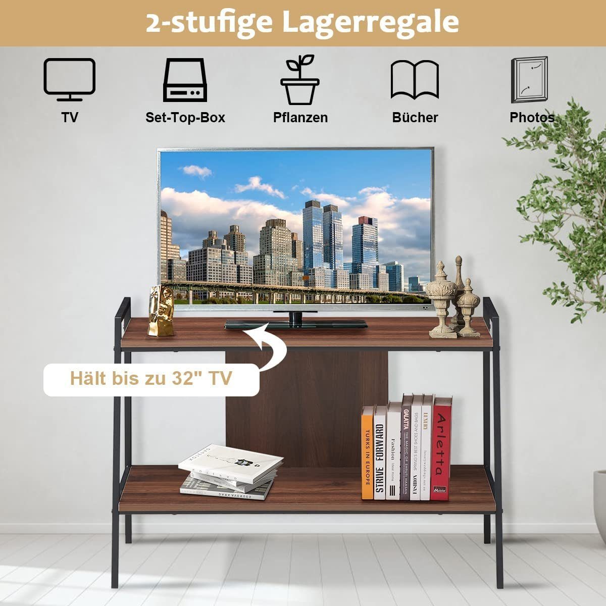 KOMFOTTEU TV-Schrank Fernsehschrank für Fernseher bis 32 Zoll,89 x 43 x 60 günstig online kaufen