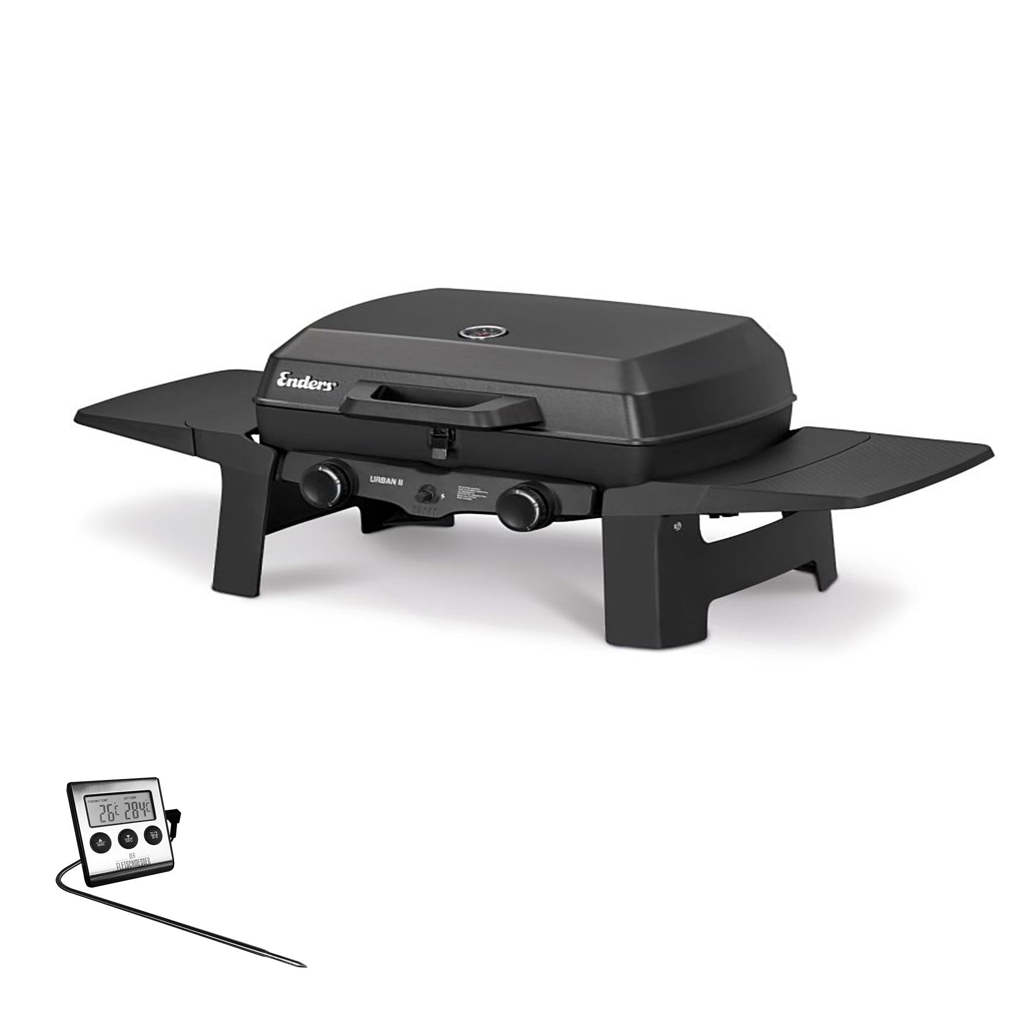 Enders® Gasgrill Urban II Camping Gasgrill 2 Brenner + Fleischthermometer