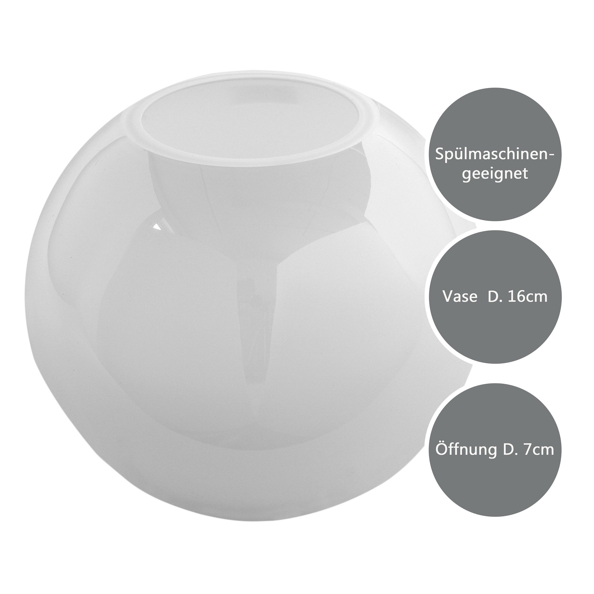 Fink Dekovase MOON Vase - H.13cm x D.16cm - Opalglas - weiß - Wohnaccessoire (kein Set, 1 St., Amphore - Grfäß), Glas Vasen - Blumenvase, Dekovase & Ziervase für stilvolle Dekoration. Reduzierter Preis € 34,95. Unverbindliche Preisempfehlung € 49,95