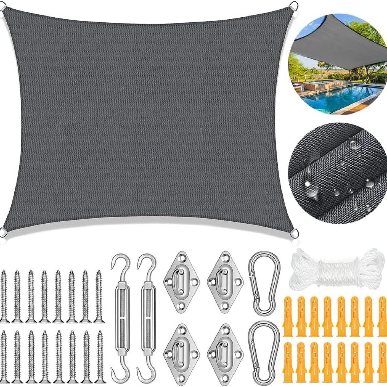 LuxusKollektion Sonnensegel Sonnensegel Set Sonnenschutz 3x4m günstig online kaufen