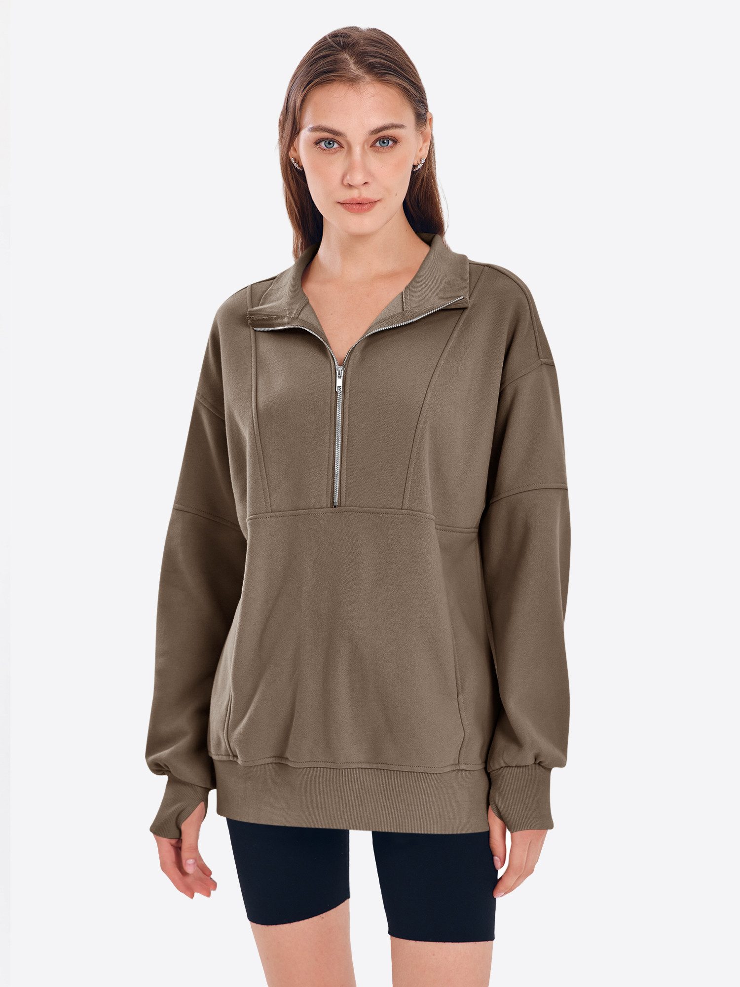 Imily Bela Sweatshirt Damen Oversize-Pullover mit halbem Reißverschluss (Pa günstig online kaufen