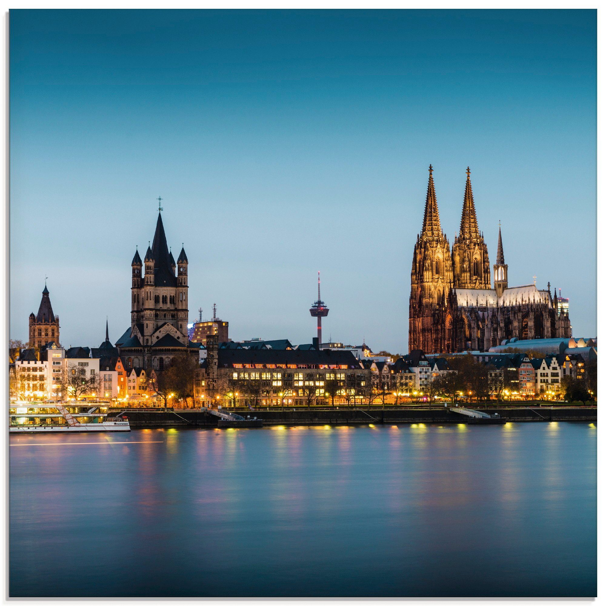 Artland Glasbild Köln Rheinpromenade, Deutschland (1 St), in verschiedenen Größen