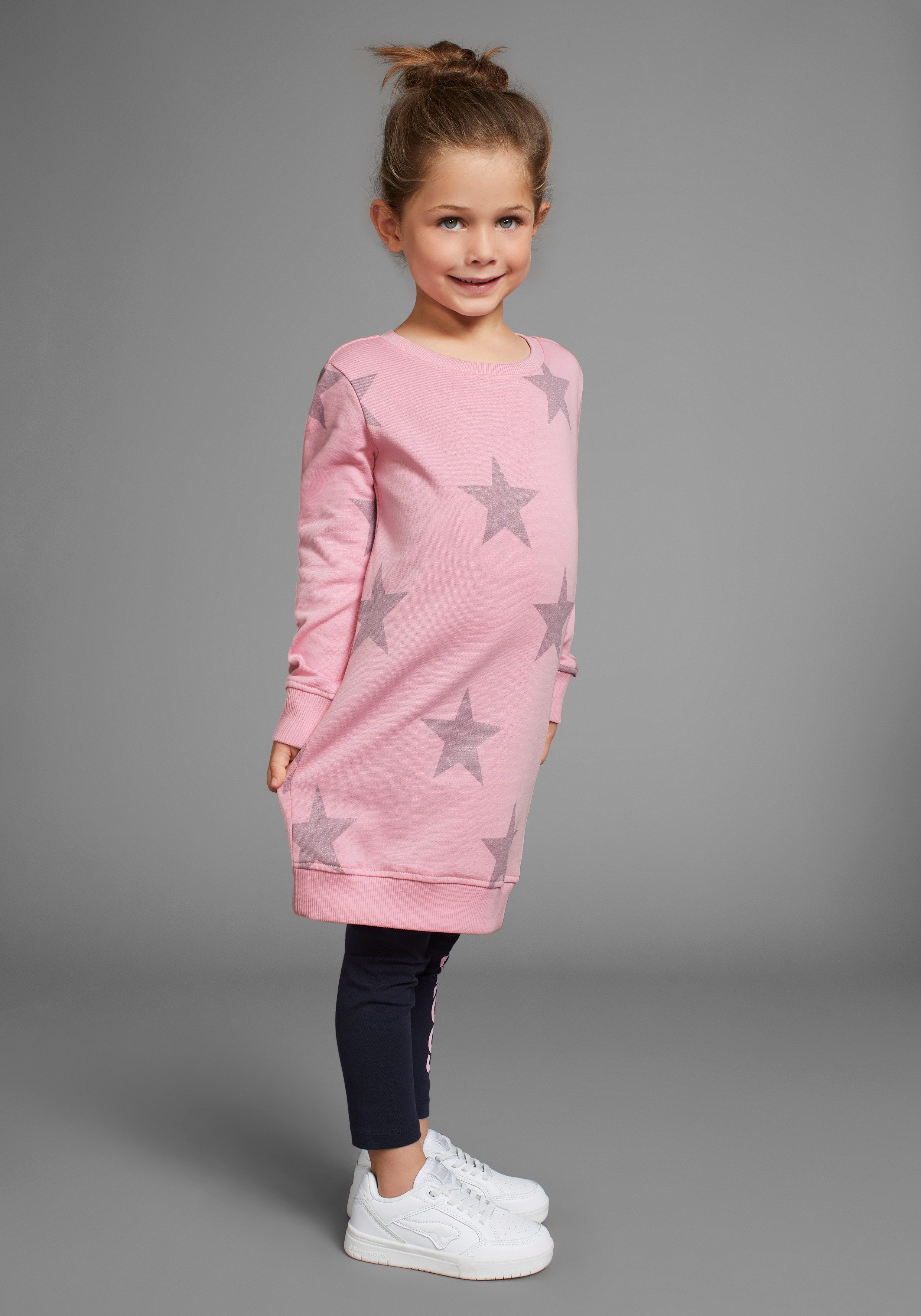 Sweatkleid Sterne-Allover Kleid für kleine Mädchen