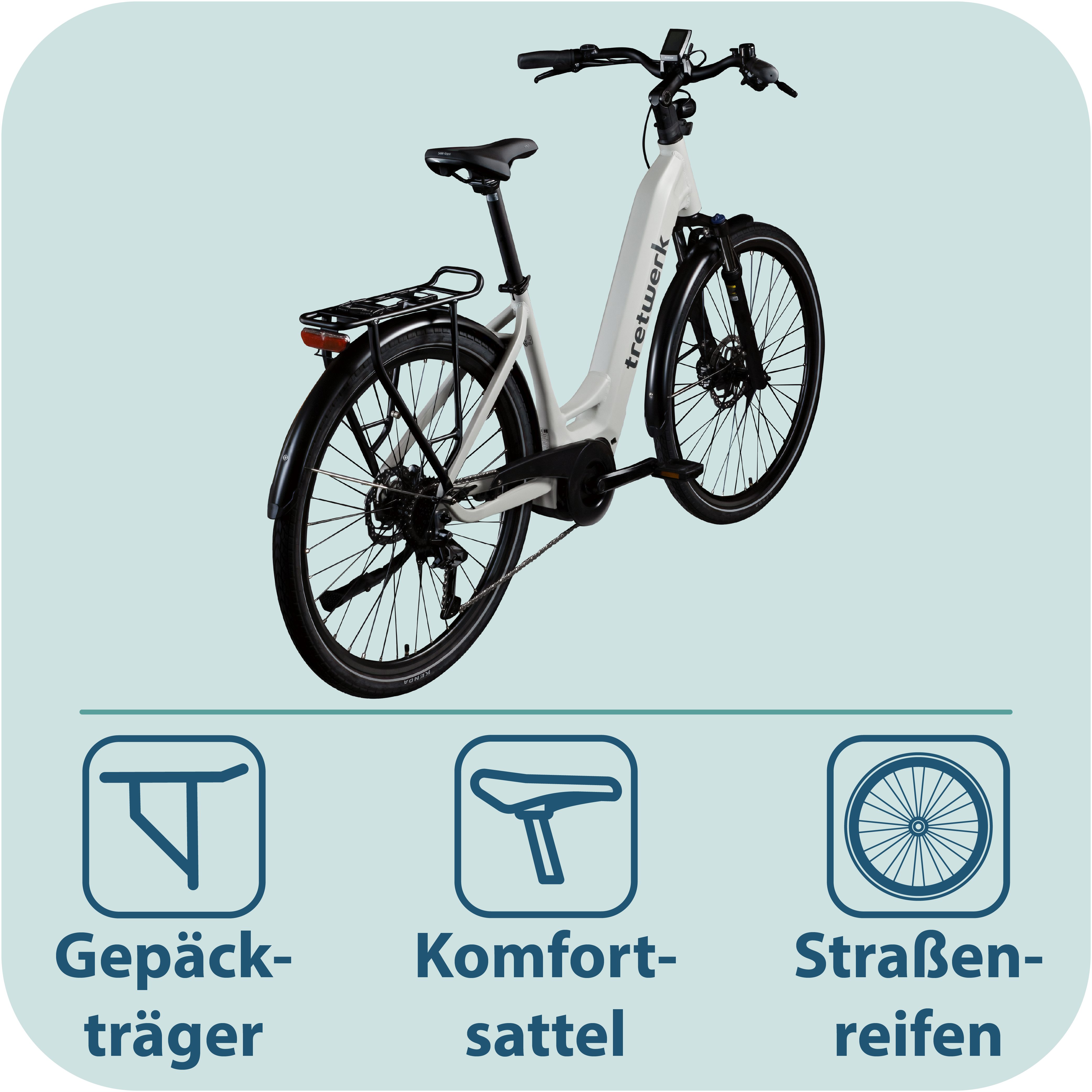 Tretwerk E-Bike Cityrad Amber, 9 Gang Shimano Cues U3020 Schaltwerk, Kettenschaltung, Mittelmotor, 733 Wh, E Bike Damen 28" Elektrofahrrad 155 - 185cm Hollandra – Bild 4 von 5