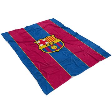 Wohndecke FC Barcelona Fußball 130 x 170 weich und kuschelig Fleecedecke, BERONAGE
