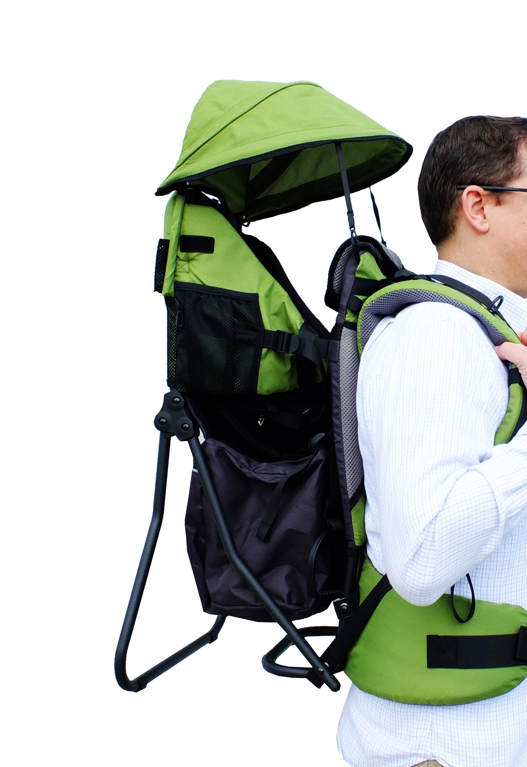 Lil' Kids Carrier, ChronoSports Regen-/Sonnenschutz Rückentrage Schwarz-Grau Boss mit (1-tlg), Kindertrage,