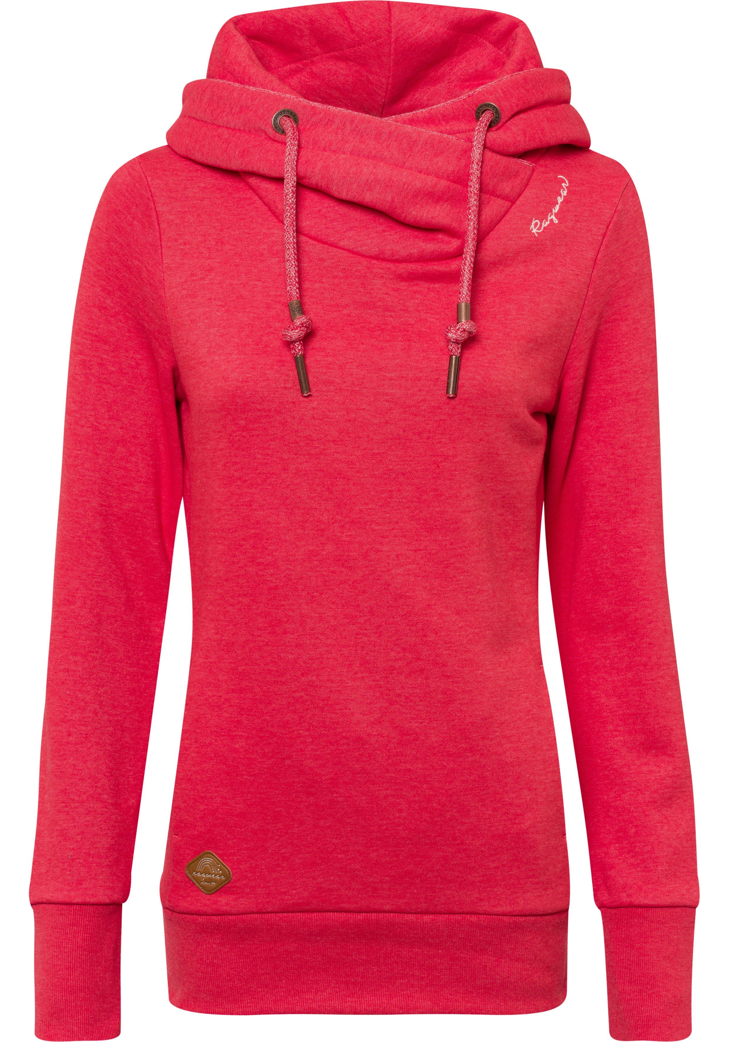 Kapuzensweatshirt mit Schalkragen asymmetrischem RED Ragwear BOLD GRIPY
