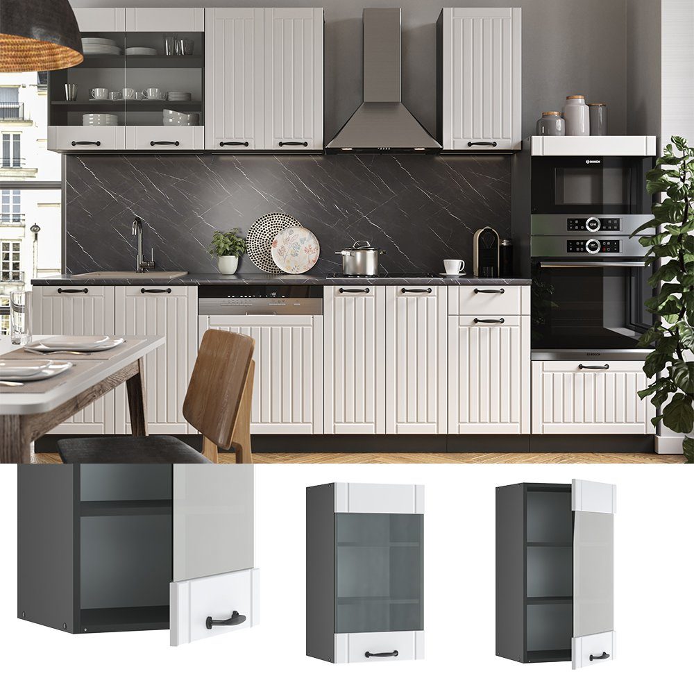 Vicco Glashängeschrank Fame-Line, Weiß Landhaus/Anthrazit, 40 günstig online kaufen