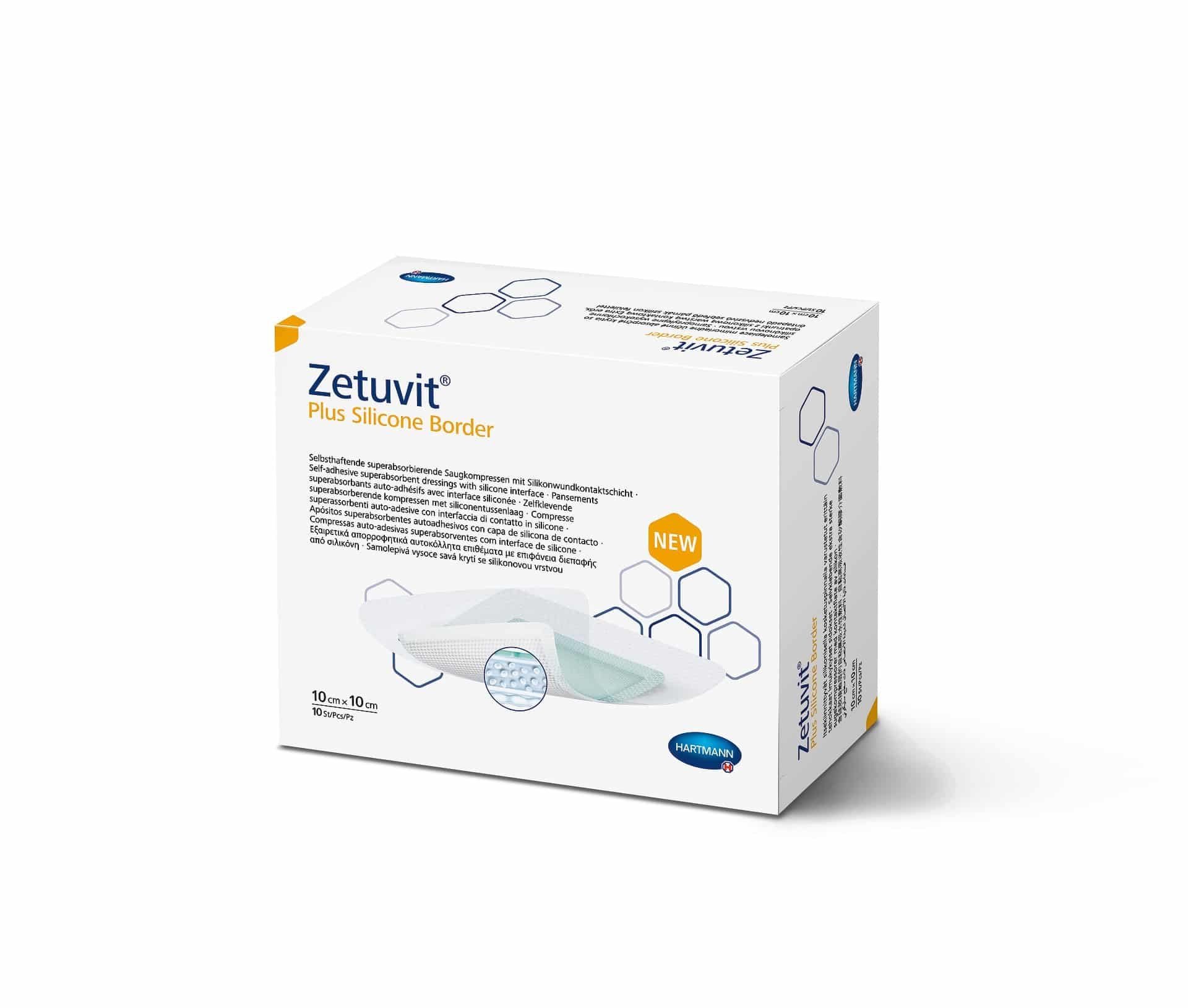 Erste-Hilfe-Set 12x Hartmann Zetuvit® Plus Silicone Border 10x10 cm, steril - 10 Stück