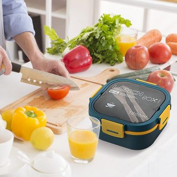 Welikera Lunchbox Bento Box,1200mL,5 FäCher Leak Proof,Mikrowelle GeschirrspüLer Sicher, Auslaufsicher,Temperaturbeständigkeit: -20℃~120℃,mit Besteck