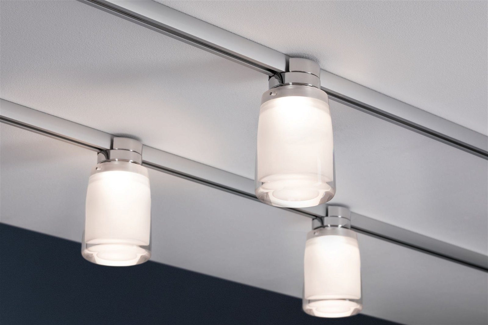 Paulmann Schienensystem-Leuchten URail Schienenspot Safira 350lm 4,9W 2700K 230V Chrom, Klar, Satin, LED fest integriert, Warmweiß, dimmbar, Einzelspot