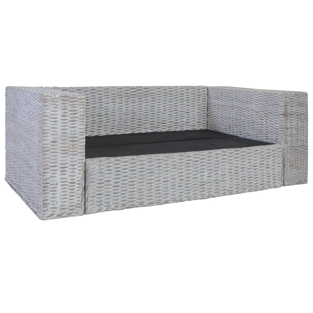 Natur Rattan Sofagarnitur 2-tlg. Auflagen mit Grau Sofa furnicato