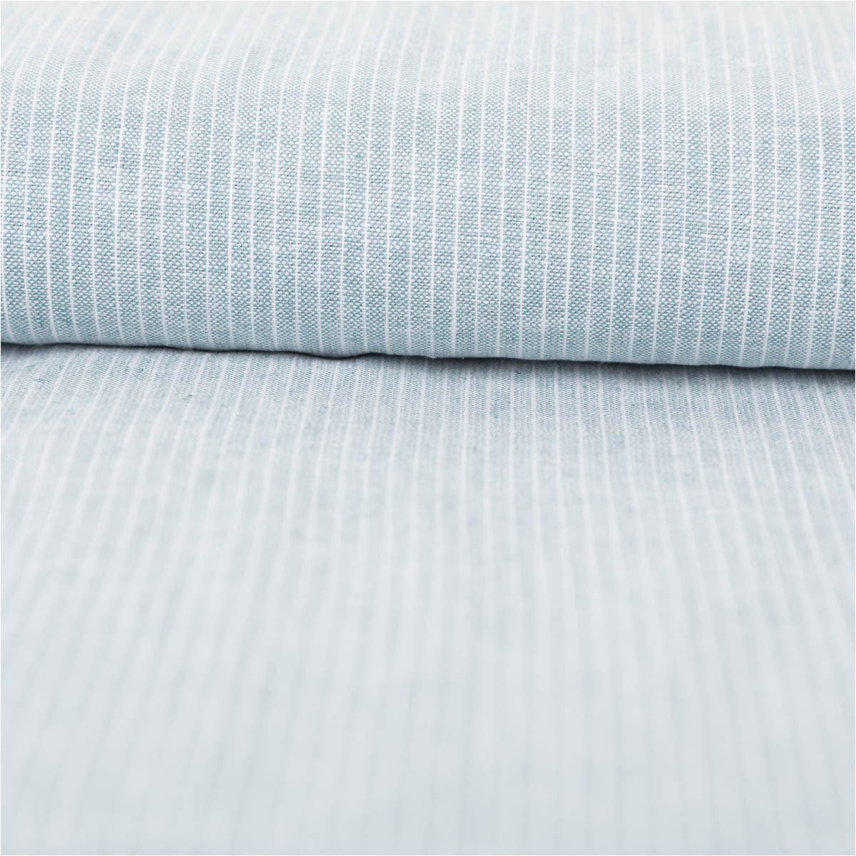 SCHÖNER LEBEN. Stoff Leinen-Baumwollstoff Meterware Chambray Nadelstreifen mint 138cm, atmungsaktiv