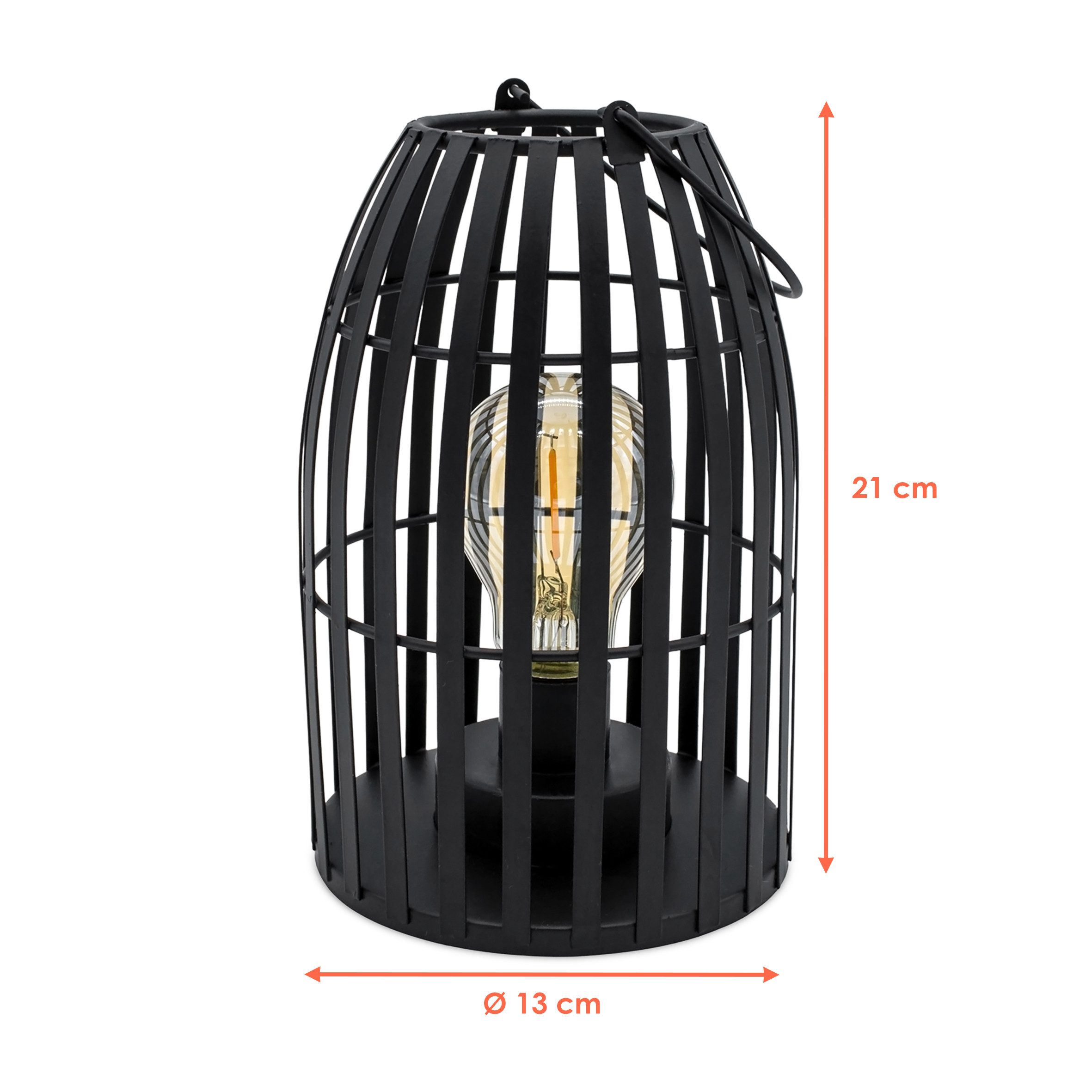 Spetebo LED Windlicht Deko schwarz mit LED Glühbrine und Tragehänkel, Batte günstig online kaufen