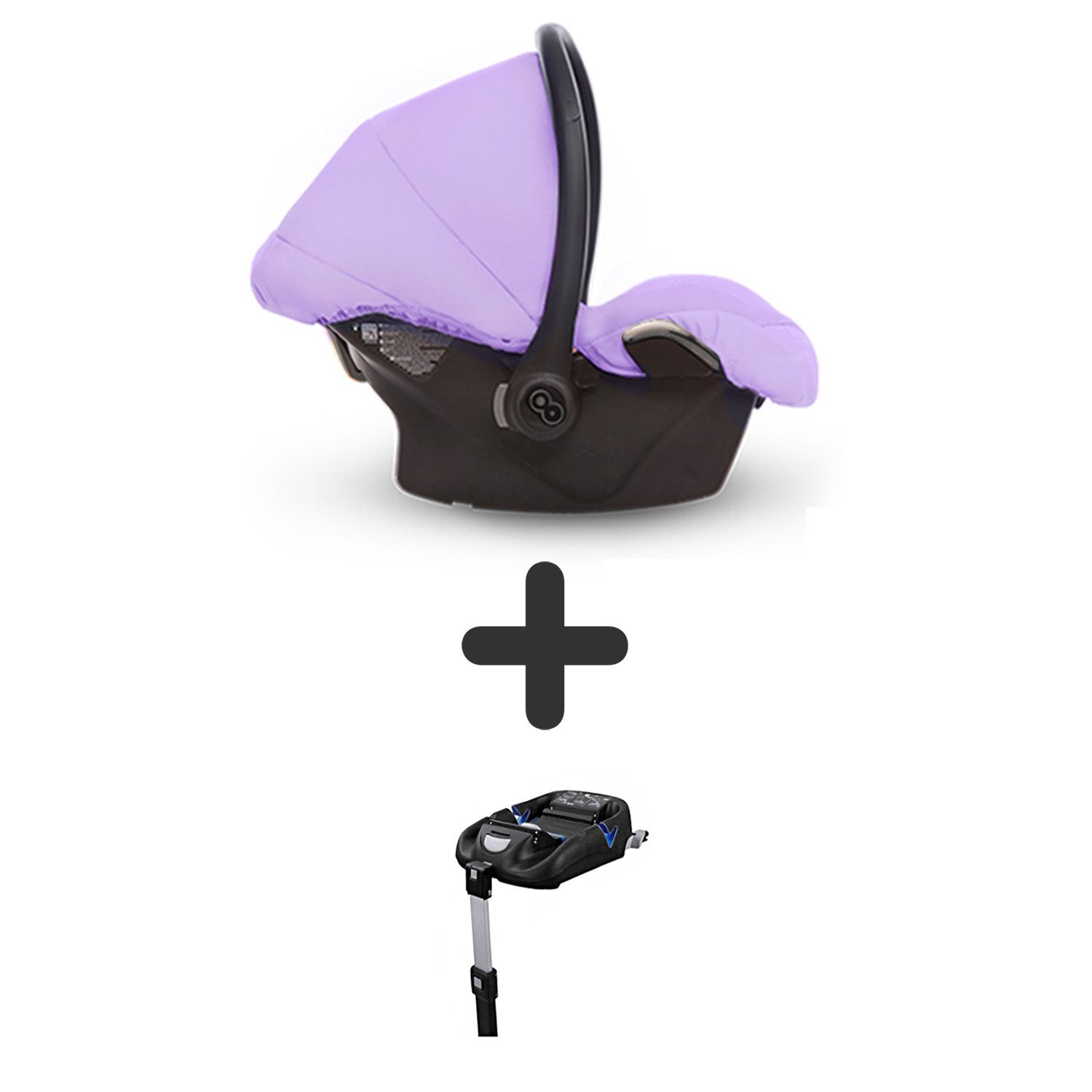 TPFFamily Kombi-Kinderwagen 4 in 1 Musse Ultra, Baby Buggy Babywanne Autositz Isofix Basis, großes Zubehör-Set Kinderwagen 4 in 1 Stoff Lila, Gestell Silber