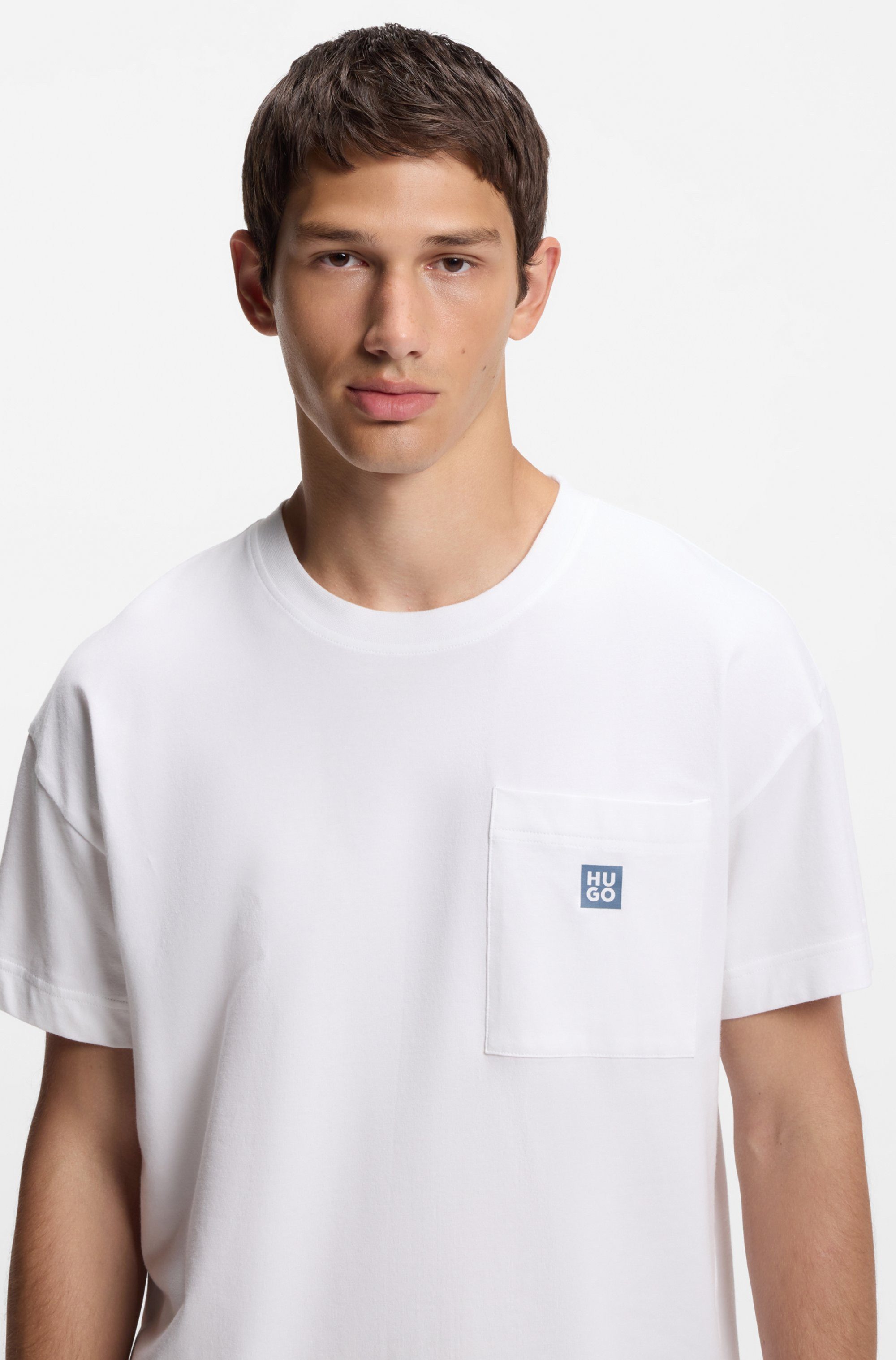 HUGO Pyjamaoberteil Aaron normale Passform, kleines Logo auf der Brust