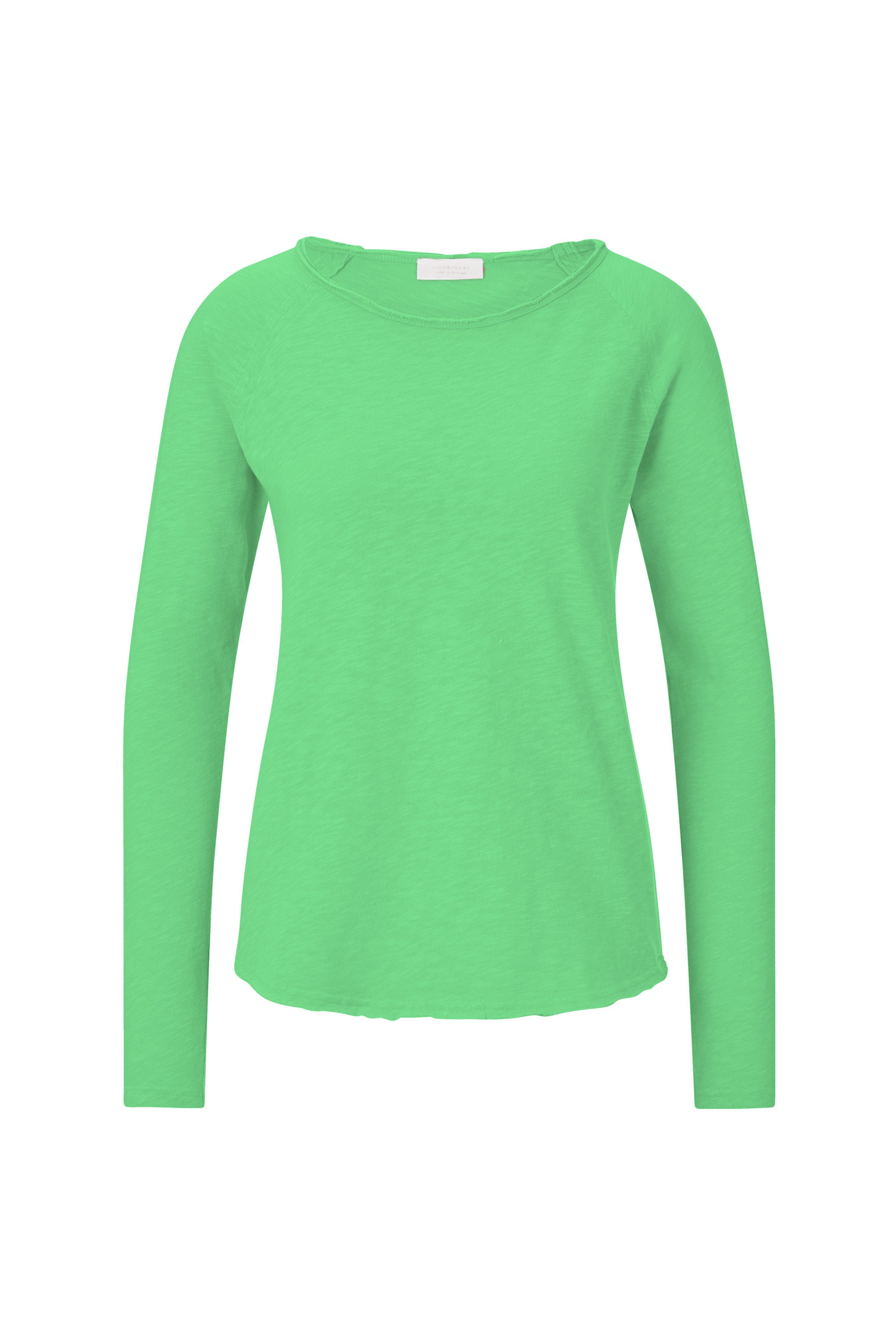 & mit Saum offener und Langarmshirt Royal tea Ausschnittkante green Rich