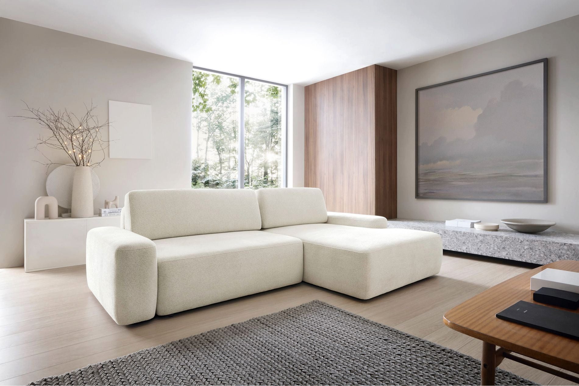 Selsey Ecksofa BALEO, Ecksofa mit Schlaffunktion, Stauraum und Chenille-Bezug