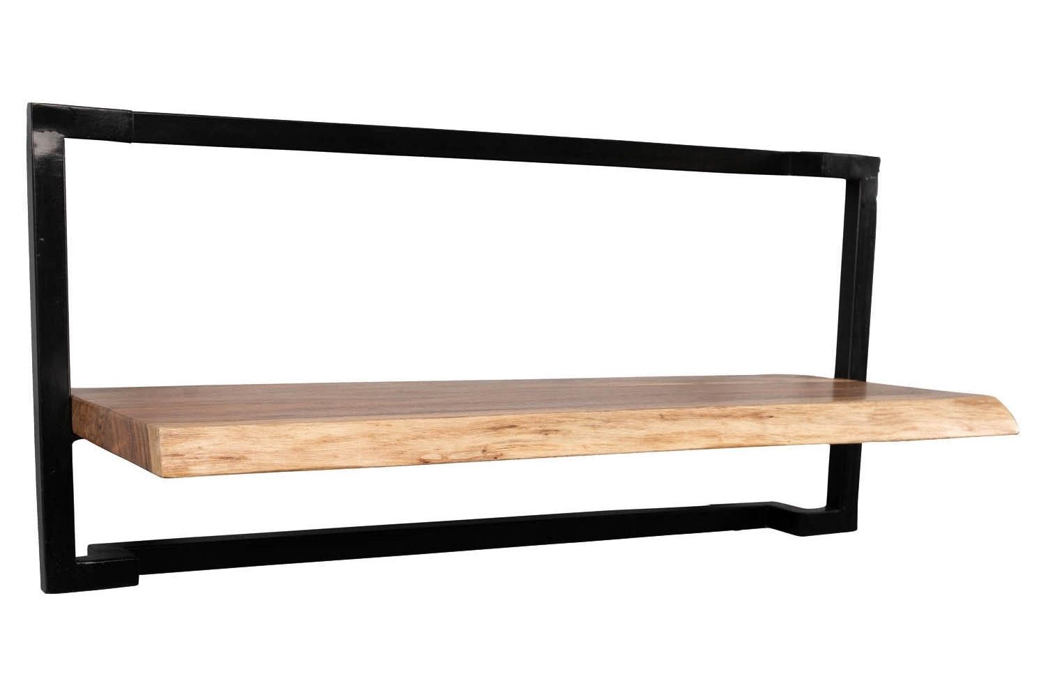 M2 Kollektion Wandregal ANGOLA, 65 x 30 cm, Braun, Schwarz, Metall, Akazienholz massiv, 1 Ablagefläche