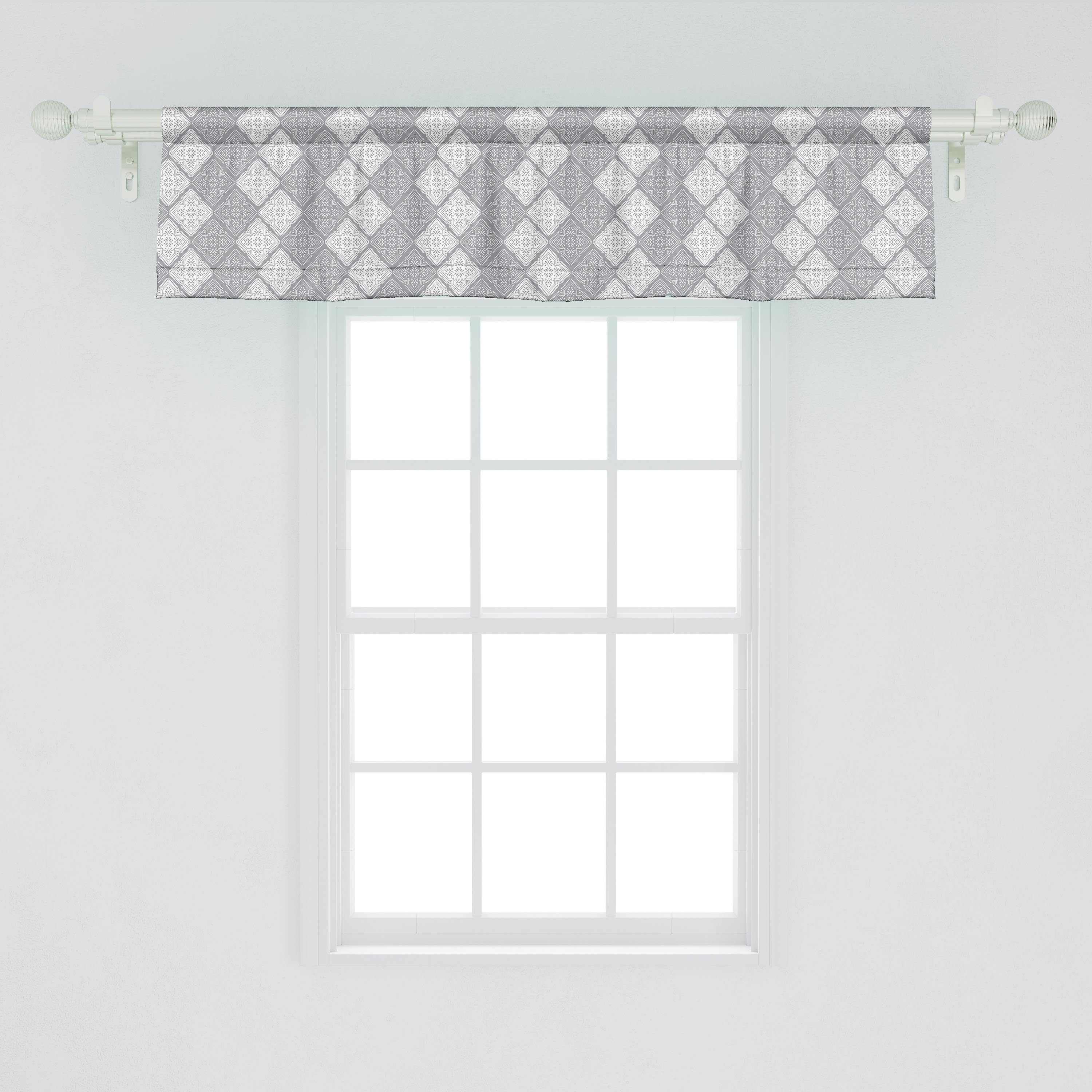 Scheibengardine Vorhang Volant für Oriental Schlafzimmer Victorian Dekor Küche Stangentasche, Abakuhaus, Damast Retro Microfaser, mit