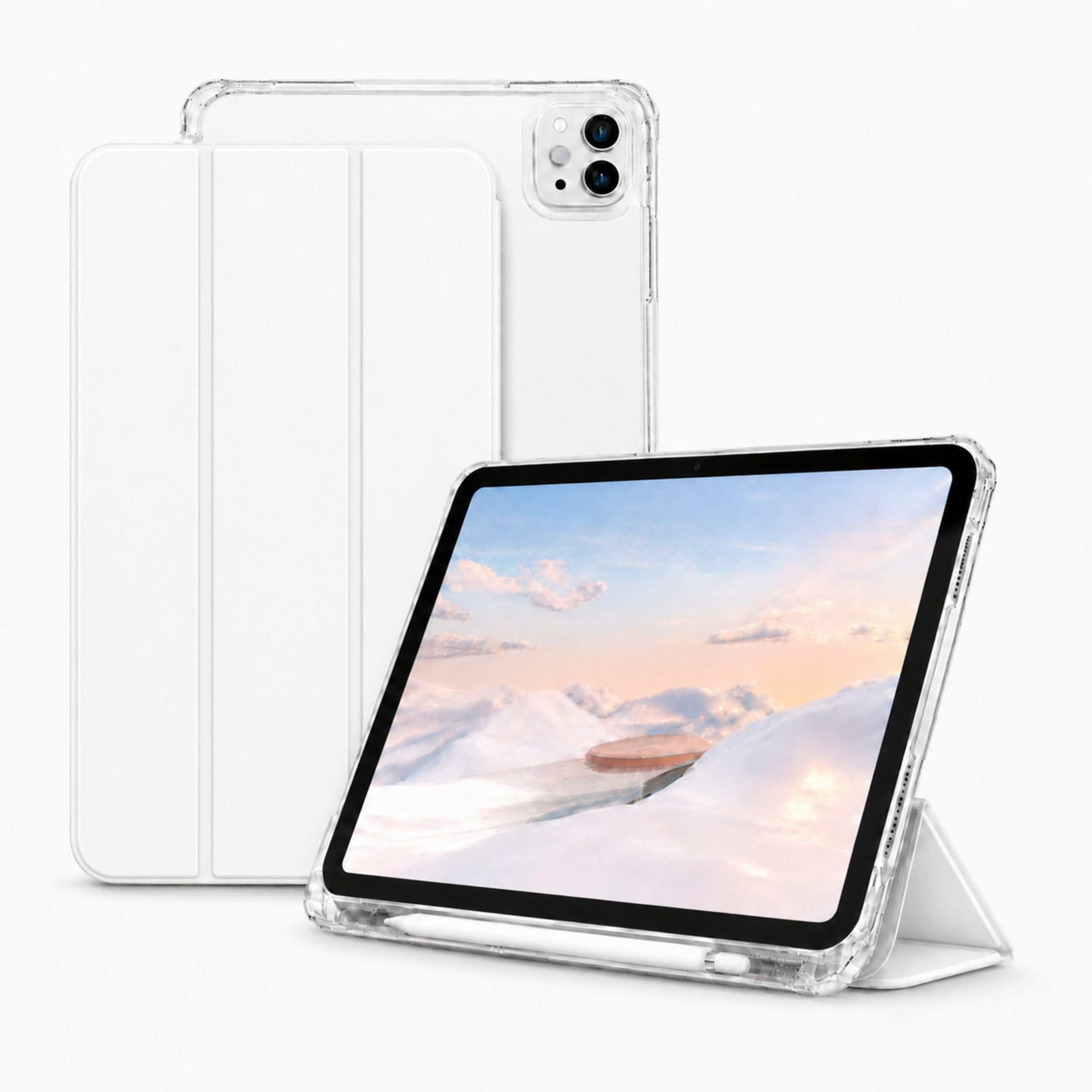 PlugUp Tablet-Hülle iPad Pro 11 Zoll (M5/M4) 2025/2024 mit Stifthalter 11 Zoll, iPad Pro Hülle mit Stifthalter, dünn & transparente Rückseite