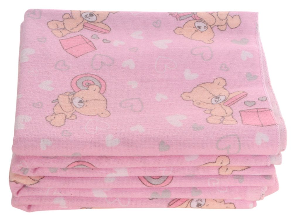 La Bortini Stoffwindeln Baby Tücher aus Flanell 4er Pack Spucktücher Set in Rosa, aus reiner Baumwolle, Babytücher 4er Set für Neugeborene, 60x80cm