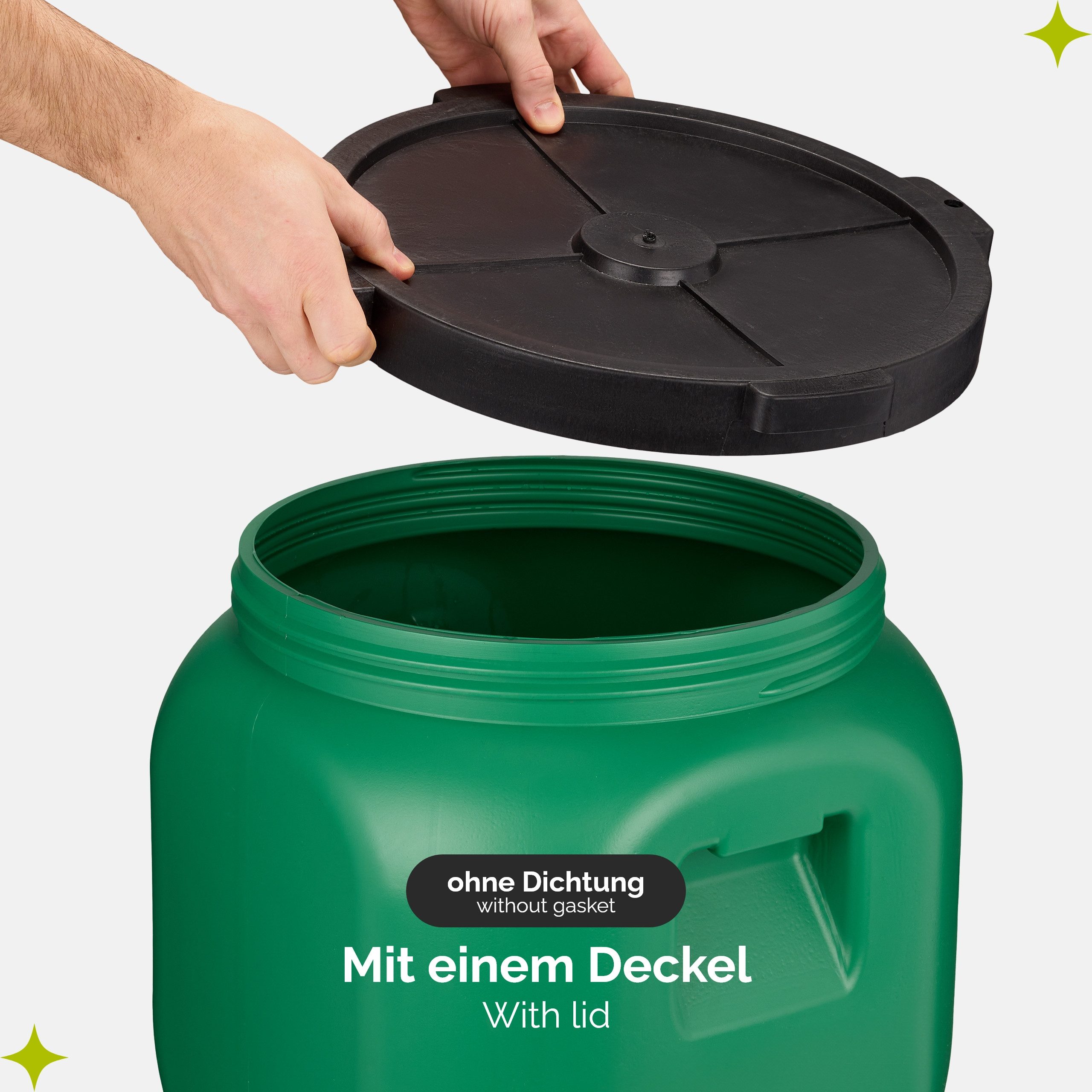 Garronda Regentonne Weithalsfass 40 Liter mit Hahn Plastikbehälter mit Deckel GD-0142, 40 l, (1-tlg), BPA-Frei – Bild 5 von 5
