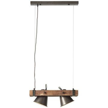 Brilliant Pendelleuchte Decca, Lampe, Decca Pendelleuchte 2flg schwarz stahl, 2x A60, E27, 10W, Holz