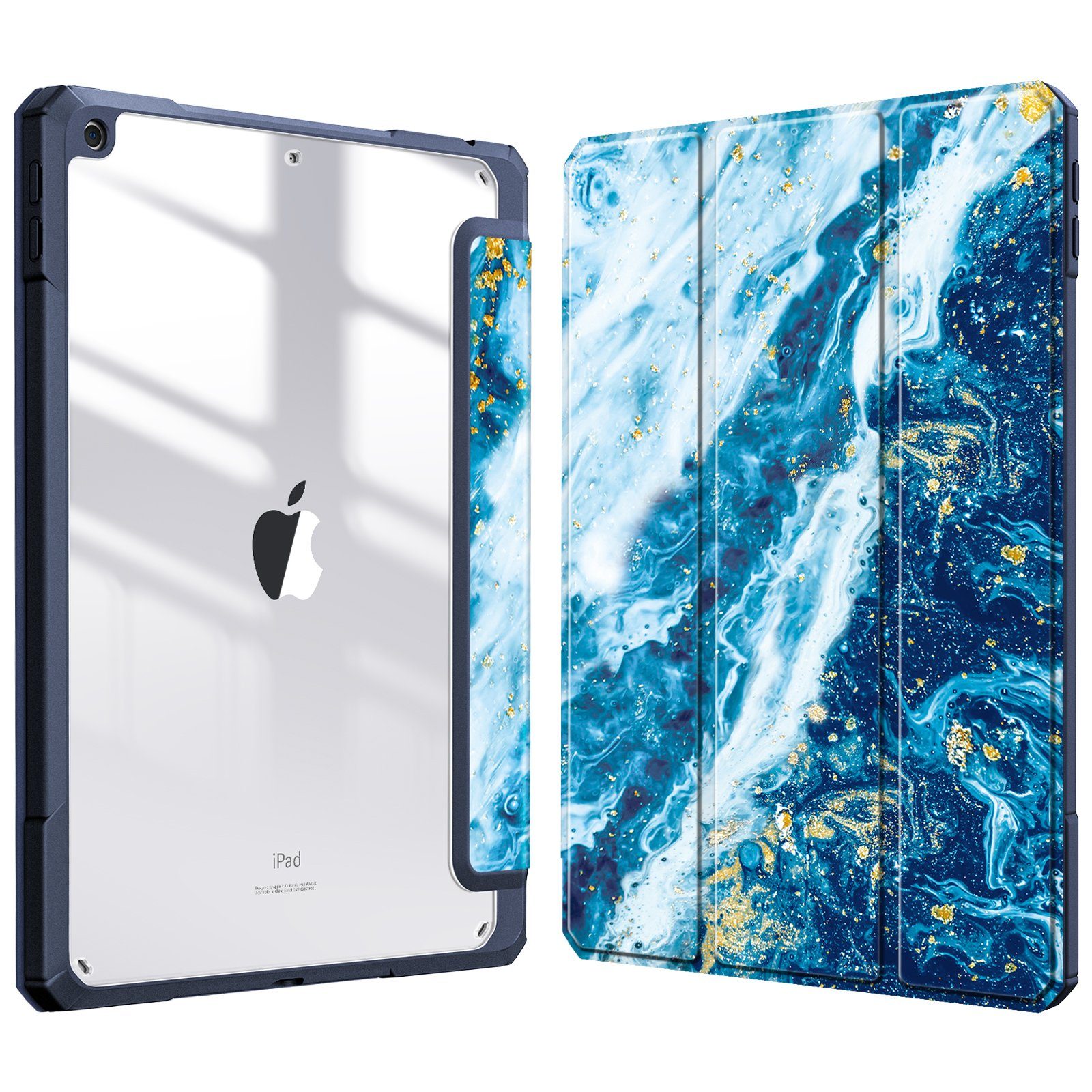 Fintie Custodia Ibrida Trasparente Per IPad 10.2'' 9°/8°/7° Gen - Cover Posteriore Rigida Con Bumper TPU Morbido, Nero - 3