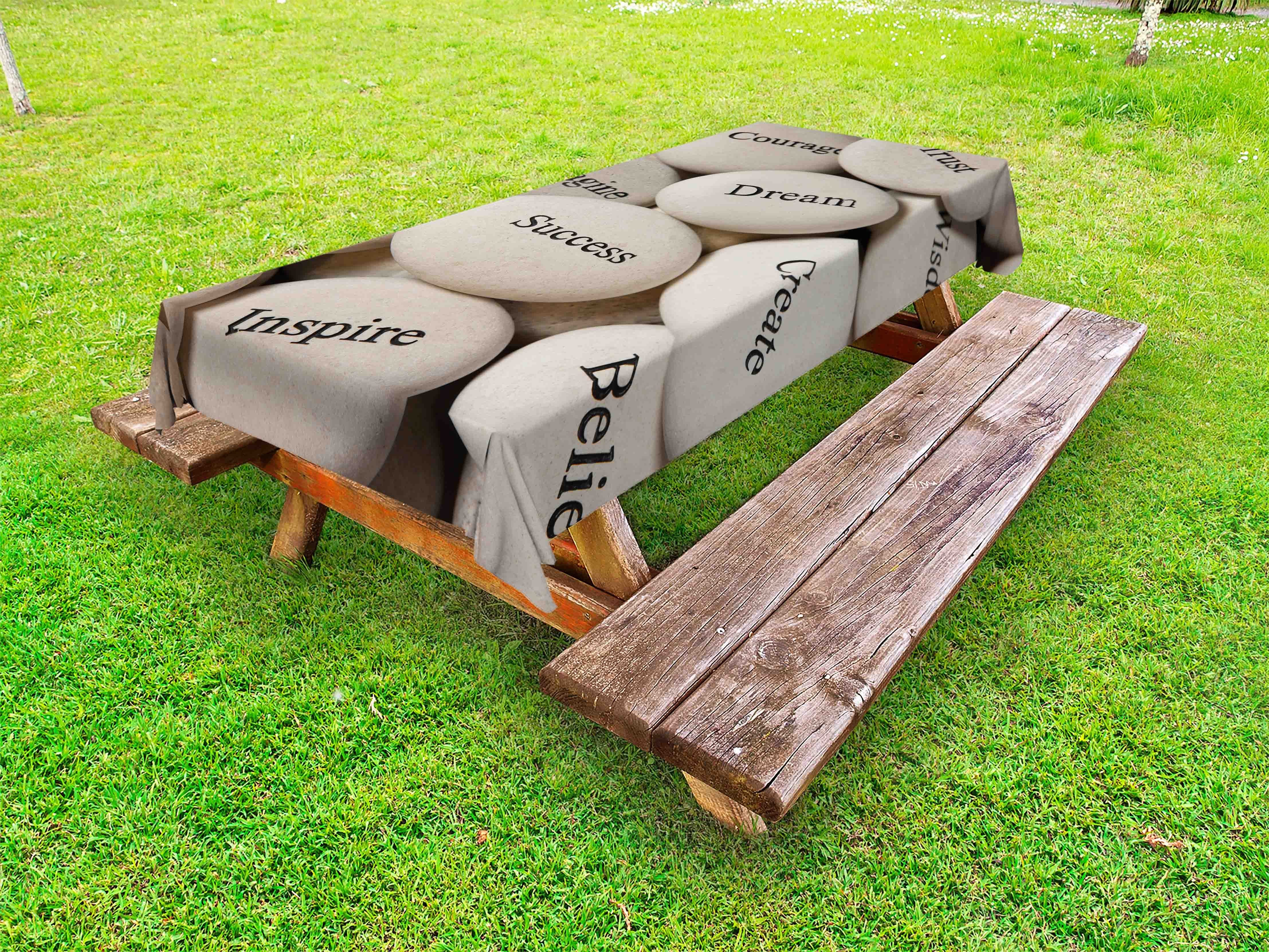 waschbare auf Wörter Rock Felsen Tischdecke dekorative Motivierend Picknick-Tischdecke, Abakuhaus