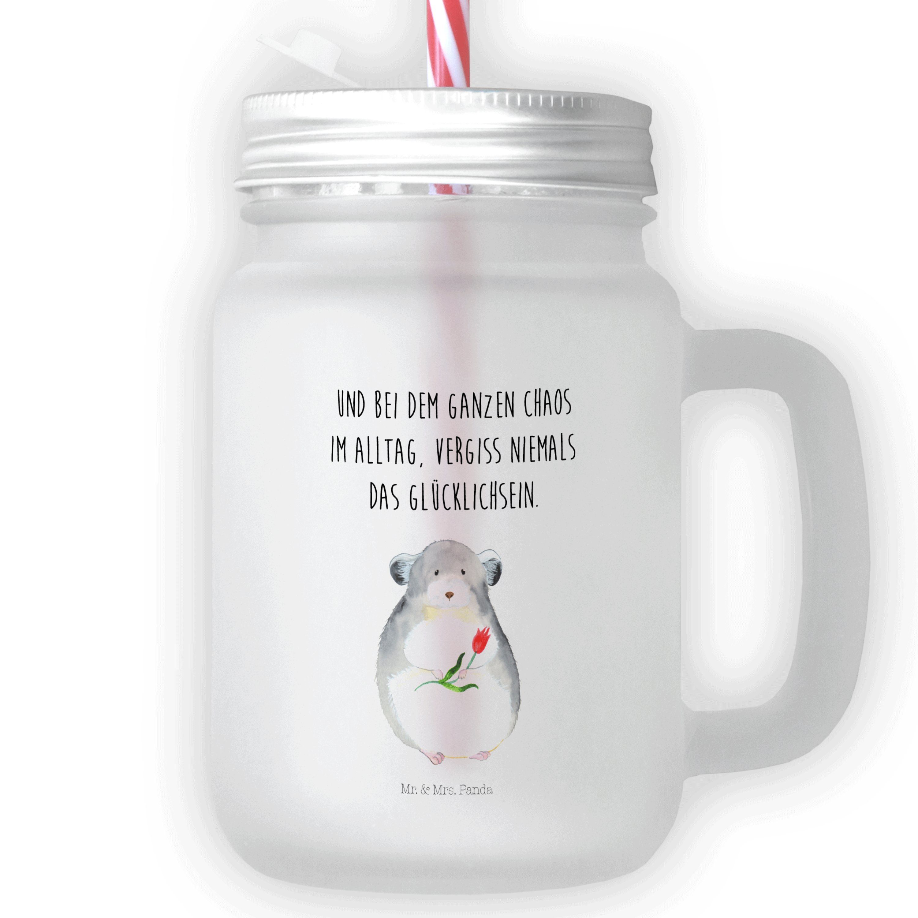 Laune, - mit Premium Gute & Chinchilla Panda Transparent Mason Jar, Geschenk, - Glas Glas Blume Mr. Mrs.