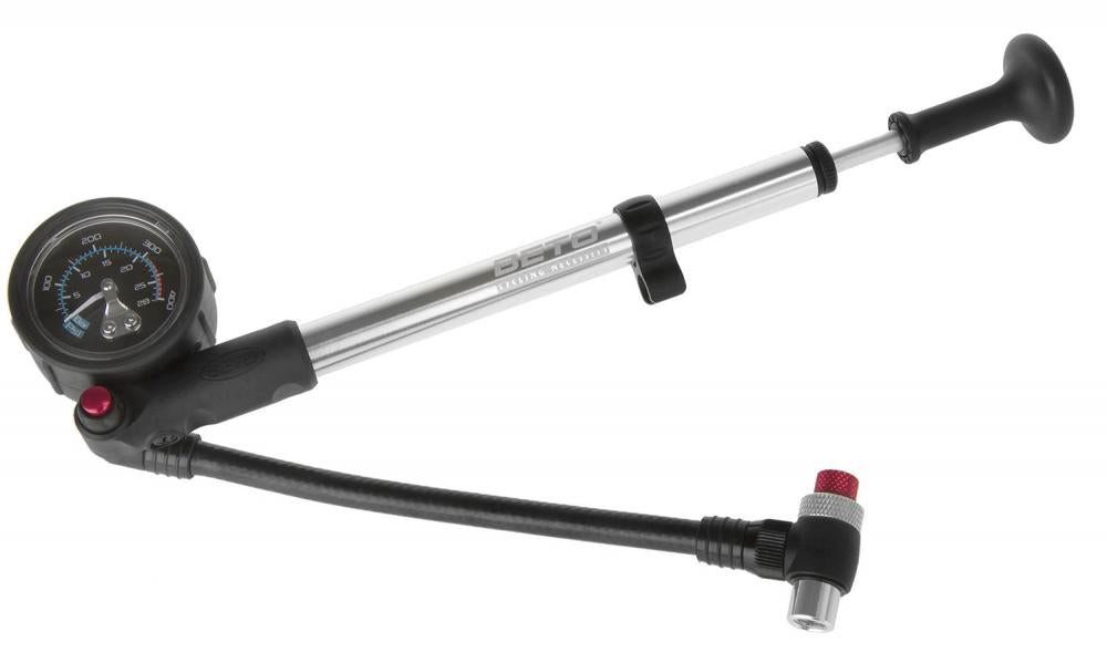 Beto Fahrradpumpe BETO, Pumpen, Federbeinpumpe, Alu, Hochleistungsmanometer bis 28 bar/