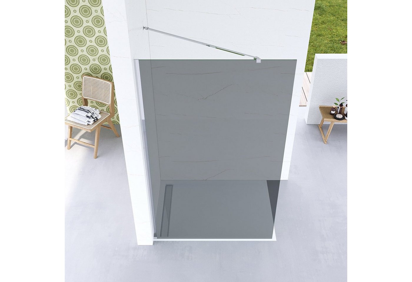 Thumbnail - AQUABATOS Duschwand Walk in Duschwand Walk in Dusche Duschabtrennung 100x200 cm 120x200 cm, Glaswand Seitenwand 8mm NANO...
