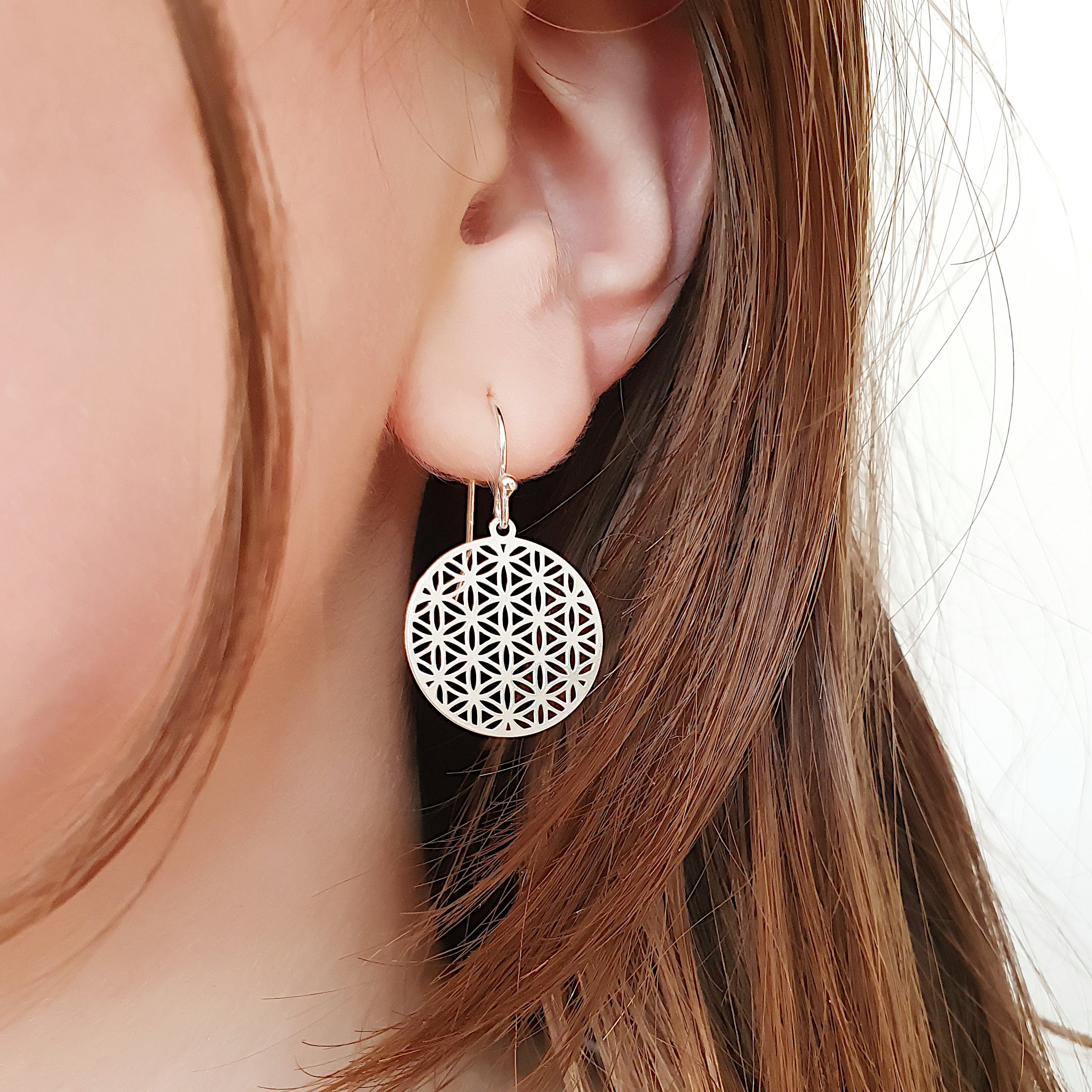 SCHOSCHON Paar Ohrhaken Ohrringe Blume des Lebens 925 Silber ø 20 mm, Ohrsc günstig online kaufen