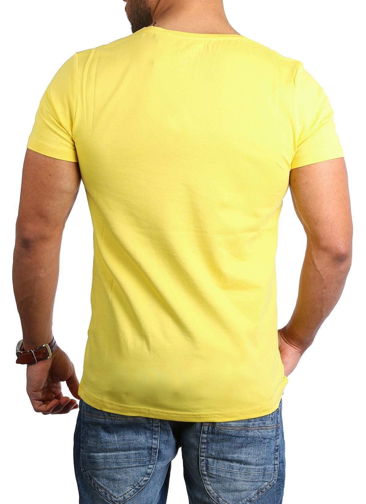 Young & Rich T-Shirt Herren Uni Basic extra tiefer Ausschnitt Unterziehshirt 1315 V-Ausschnitt unifarben kurzarm slim fit