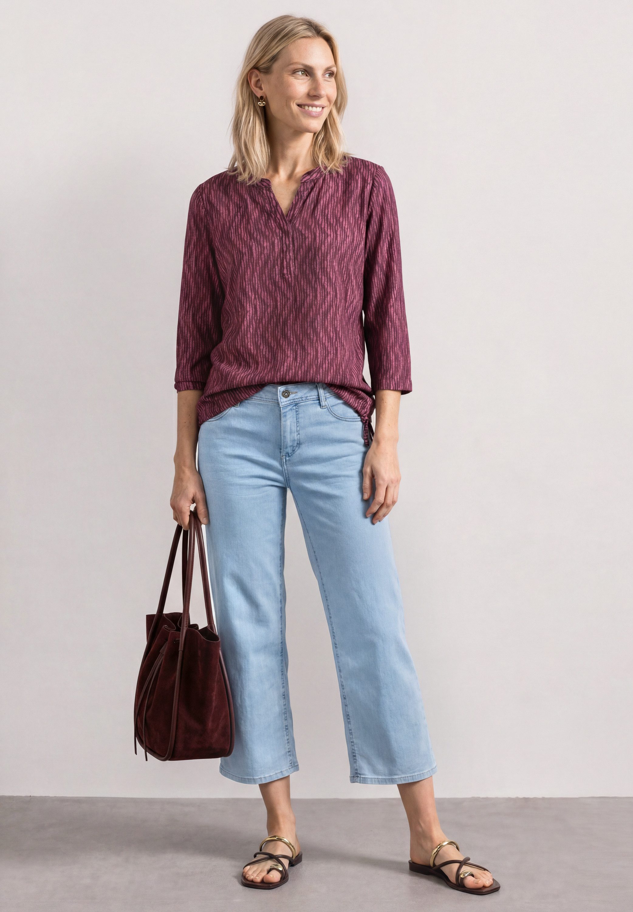 STREET ONE 3/4-Arm-Shirt Sommershirt mit Split Neck und Print – Bild 4 von 5