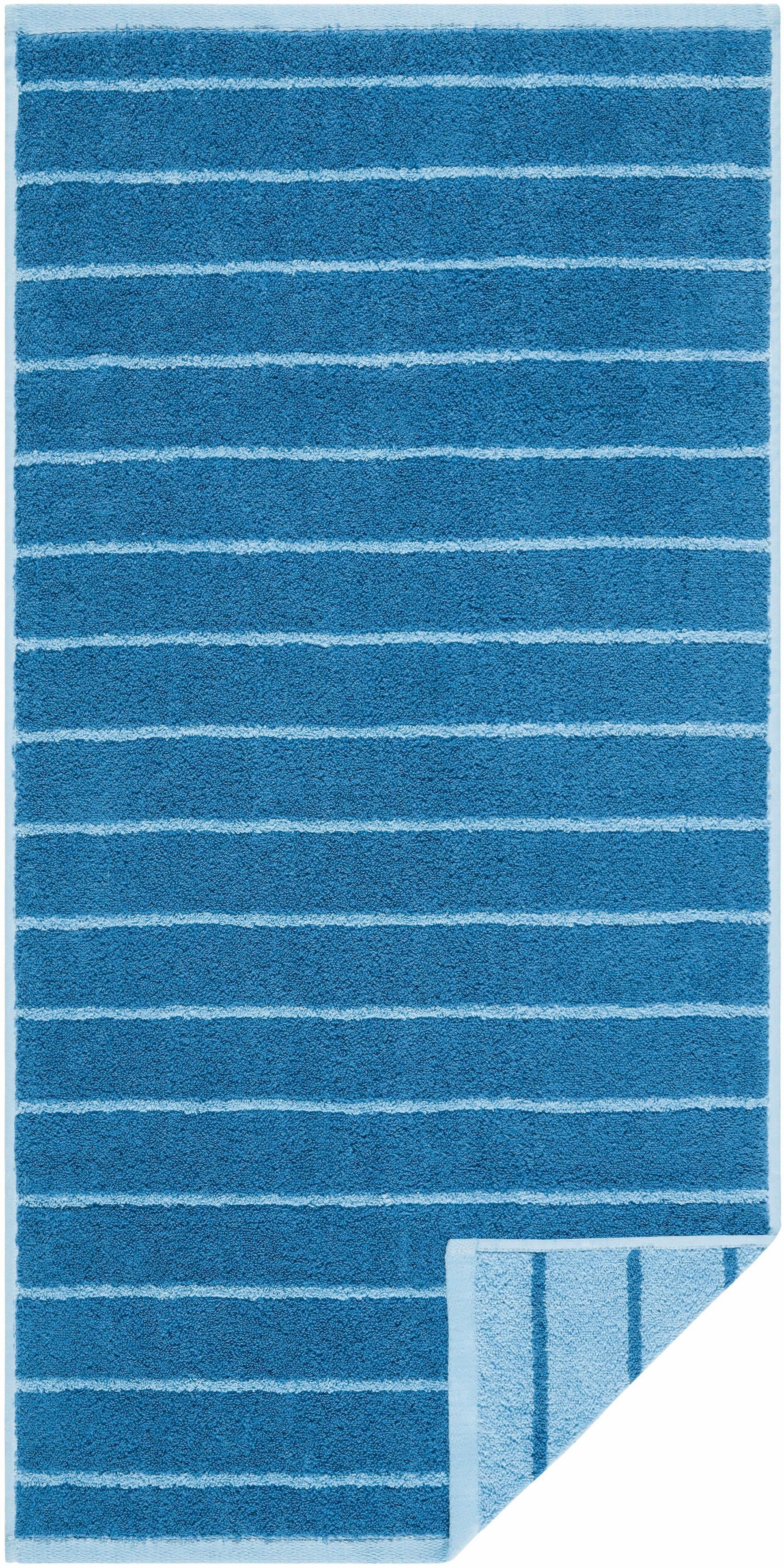 Egeria Handtuch Line, Walkfrottee (1-St), Streifendessin, 100 % Baumwolle blau