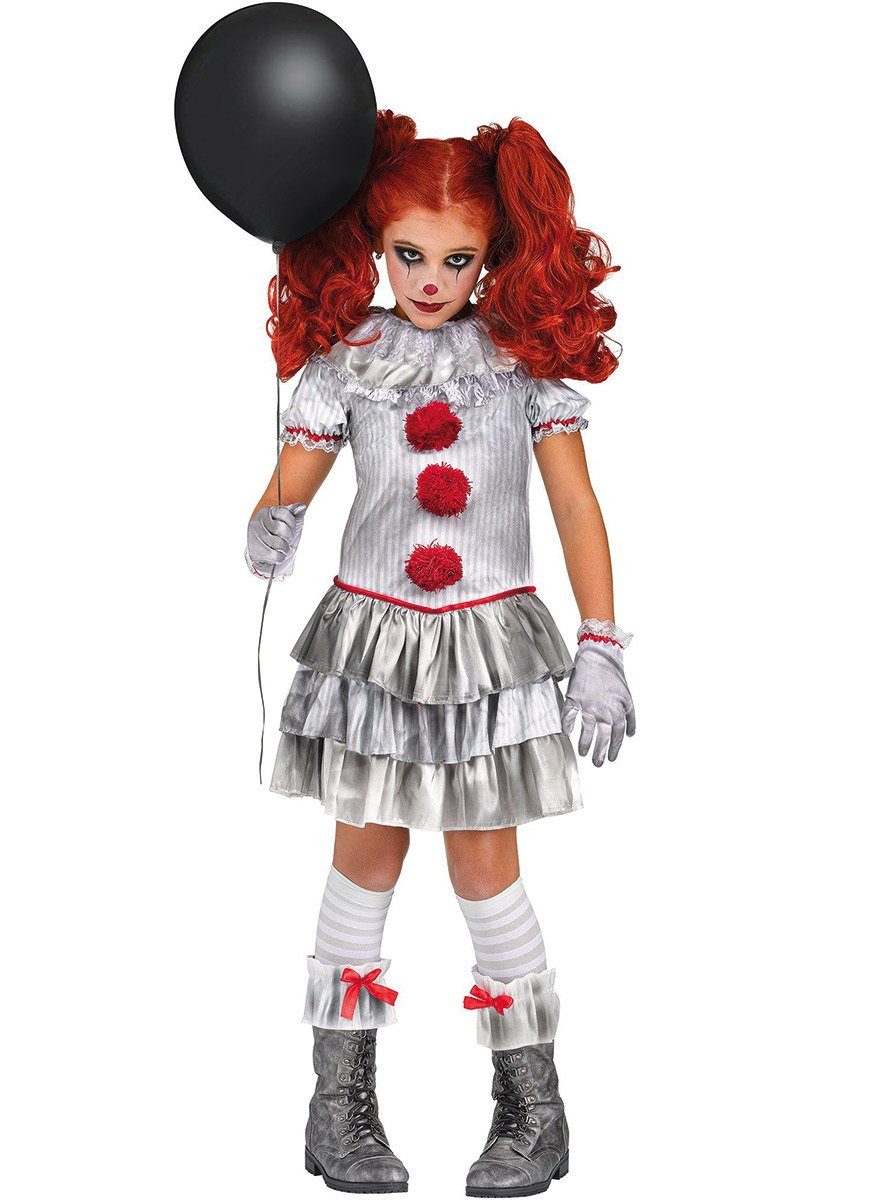 Fun World Clown-Kostüm Penny Vice Clown - Karneval Faschingskostüm Kinder, Das IT-Girl unter den Horrorclown-Kostümen!