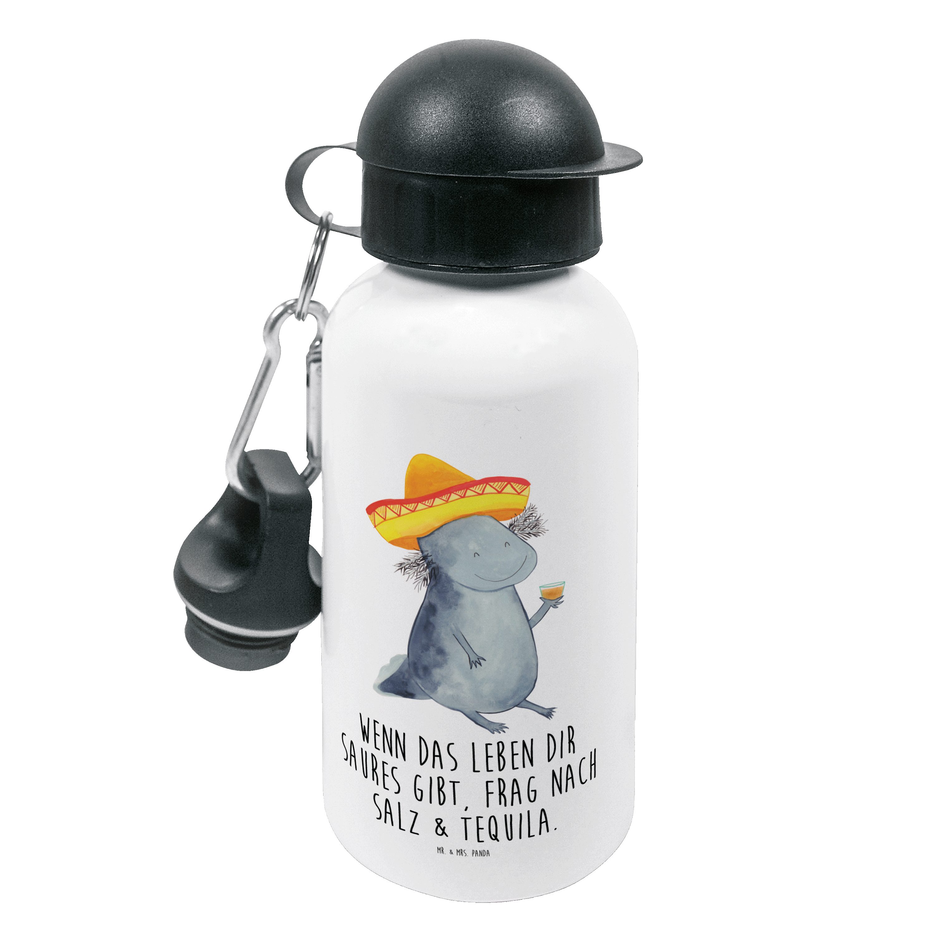 Mr. & Mrs. Panda Trinkflasche Axolotl Tequila - Weiß - Geschenk, Kids, Zitrone, Kinderflasche, Schw
