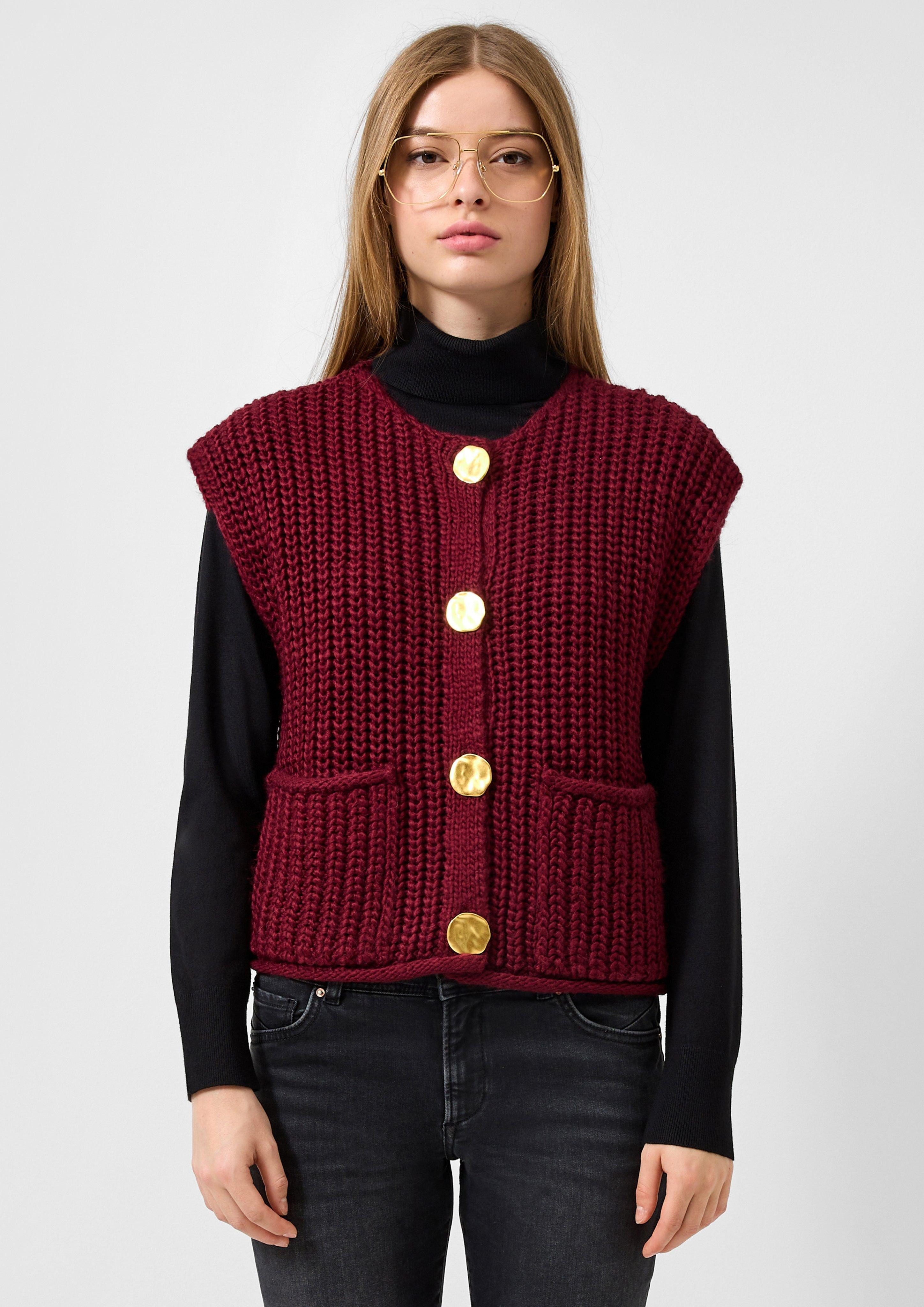 QS Funktionsjacke Strickweste mit goldfarbenen Knöpfen günstig online kaufen