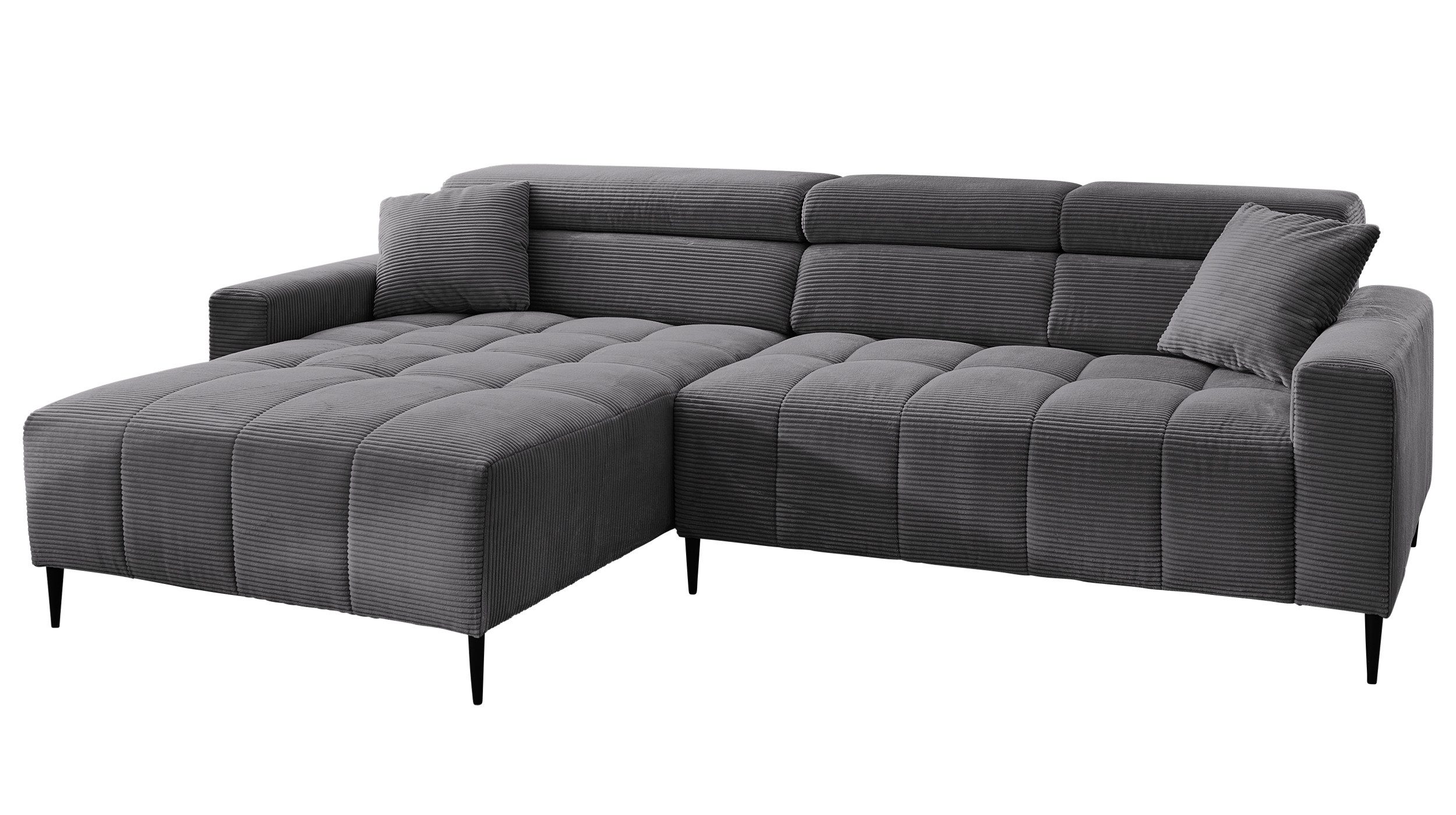 Massivart® Ecksofa Cord 256 cm / Cordsofa / Sitztiefen- & Kopfteilverstellu günstig online kaufen