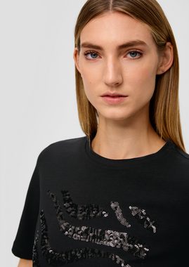 s.Oliver BLACK LABEL Kurzarmshirt T-Shirt mit Pailletten Pailletten