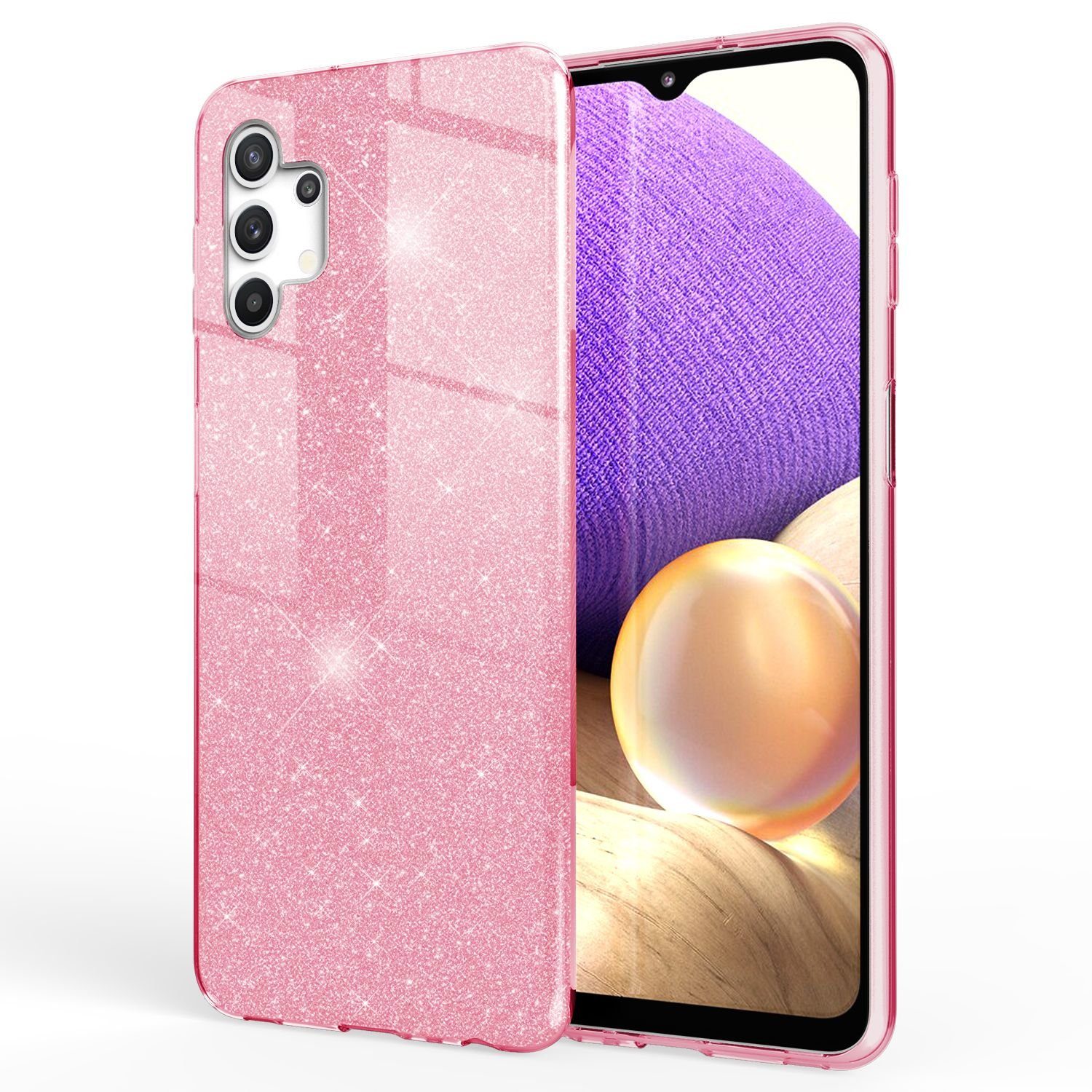 Nalia Smartphone-Hülle Samsung Galaxy A32 5G, Glitzer Silikon Hülle /  Erhöhte Schutzwirkung durch verstärkte Innenseite / Glitter Cover / Bling  Case / Pailletten Schutzhülle / Kratzfest Stoßfest / Phone Backcover Handy- Tasche Bumper