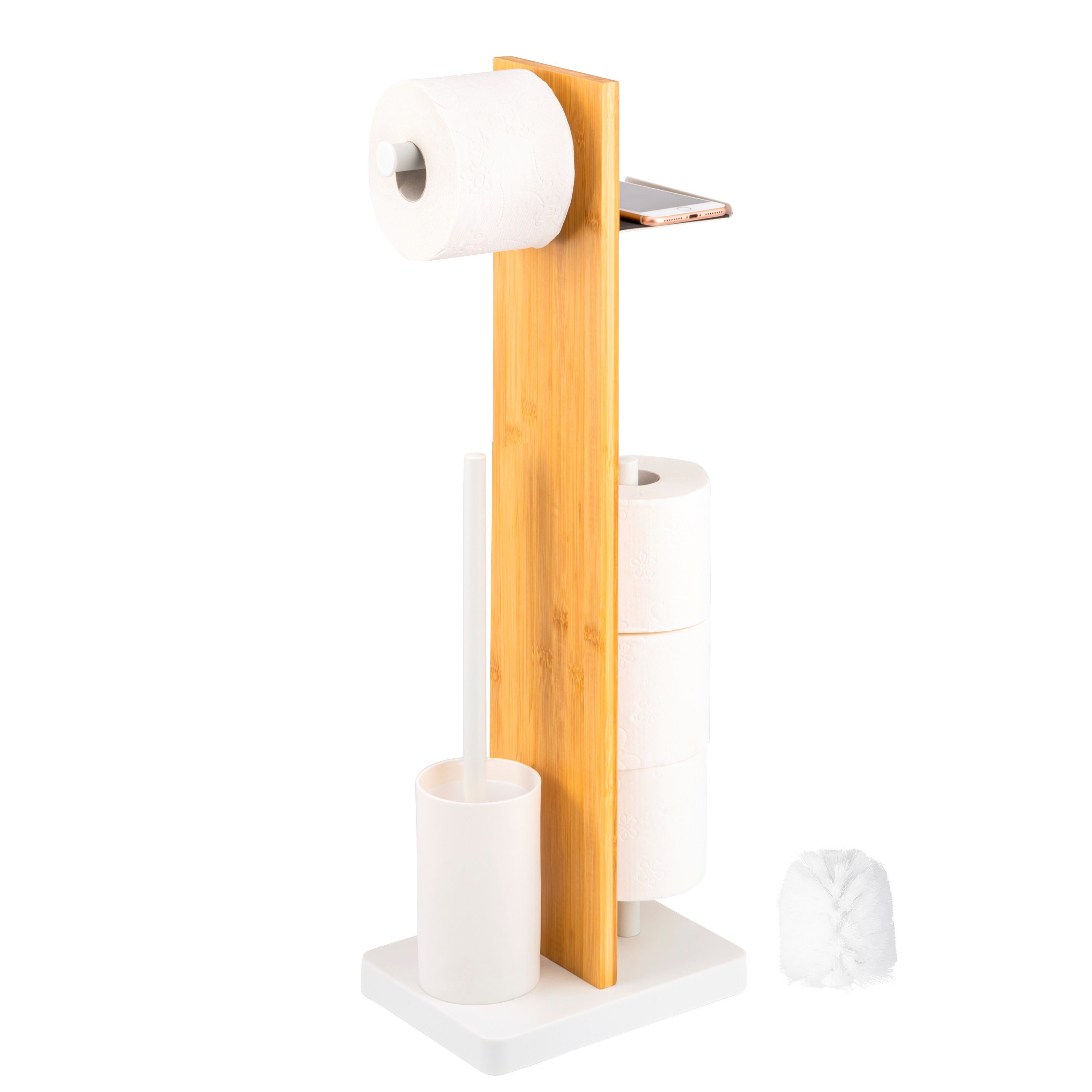 WC-Garnitur Stand-WC-Garnitur 4in1, WC-Bürste, (Ersatz)Rollenhalter und Ablage