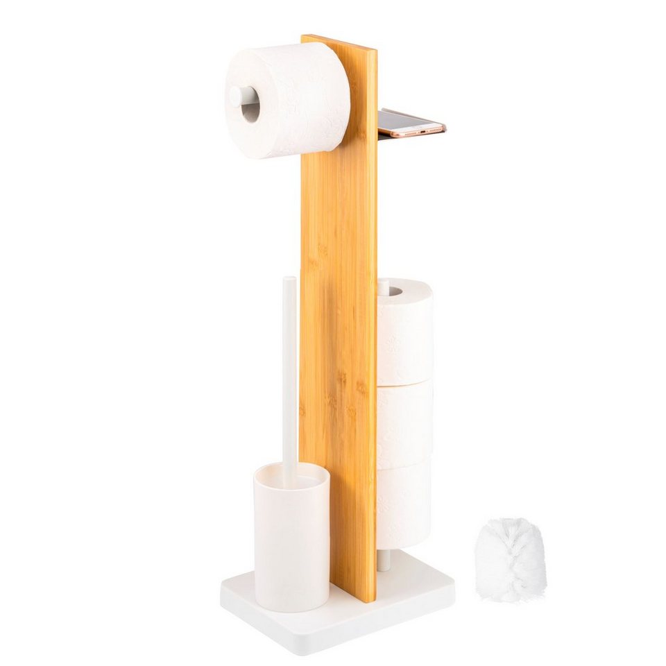eluno WC-Garnitur 4in1, WC-Bürste, (Ersatz)Rollenhalter, Ablage, Toilette,  (Set), 4in1, freistehend