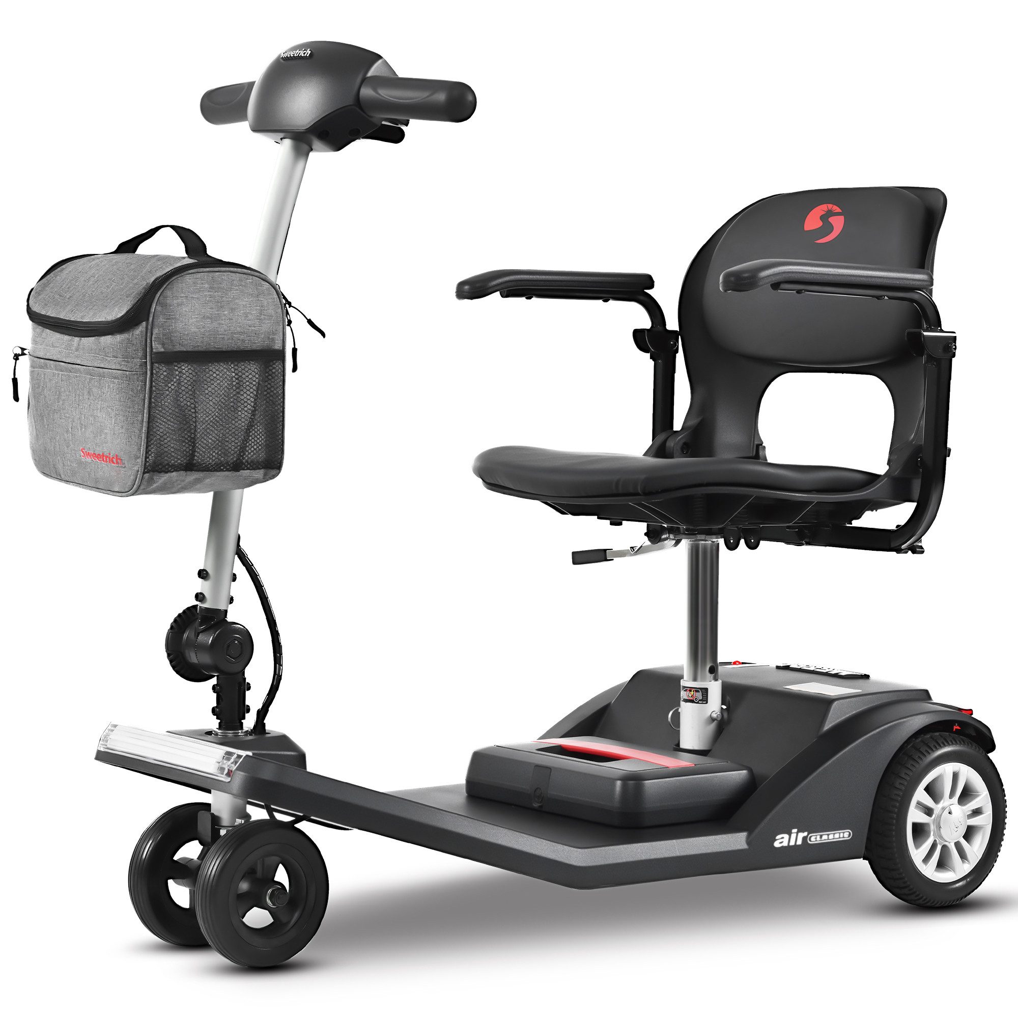 kowdom Elektromobil Elektromobil Senioren 6km/h 16km Lithium Alu faltbar USB 120kg, 250 W, (Einzelgerät, Einzelgerät), faltbar, flugzeugtauglich, Alu-Rahmen, 360° Sitz, USB, Anti-tip